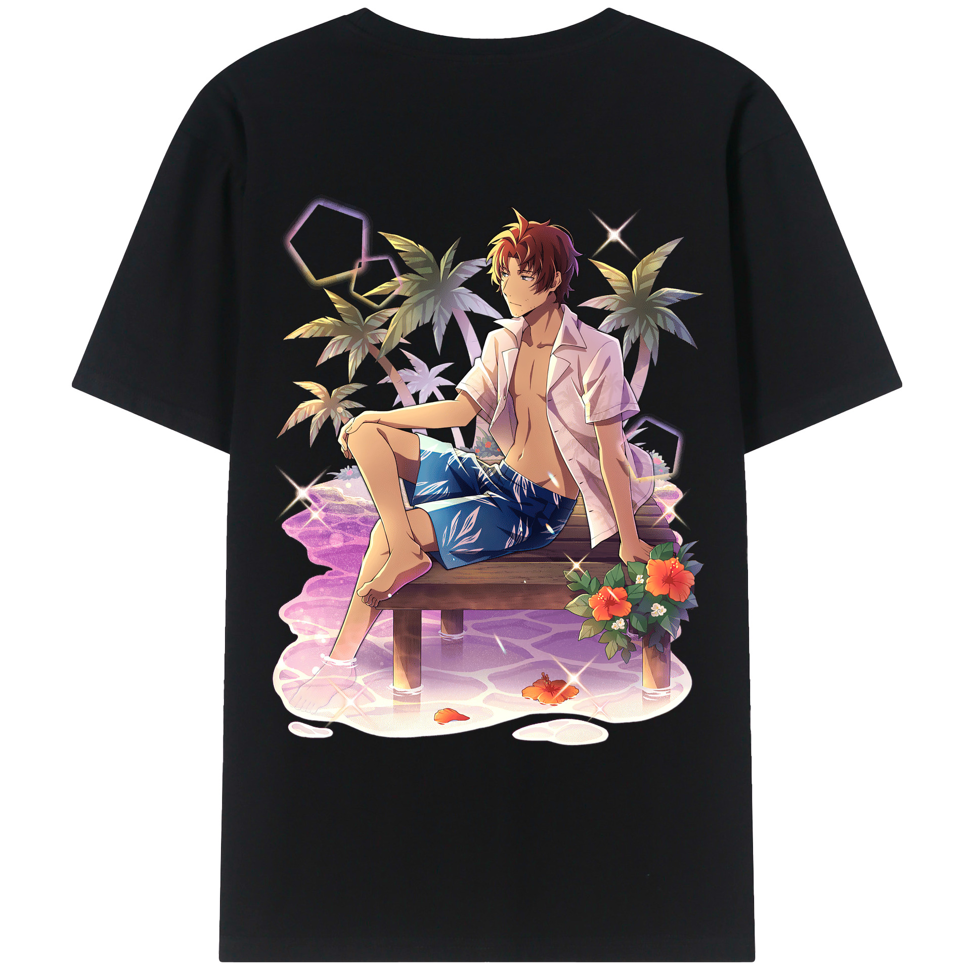 （画像用） 文豪ストレイドッグス Bungo Stray Dogs 綿100％ メンズ半袖Tシャツ（バックプリント） 通気性