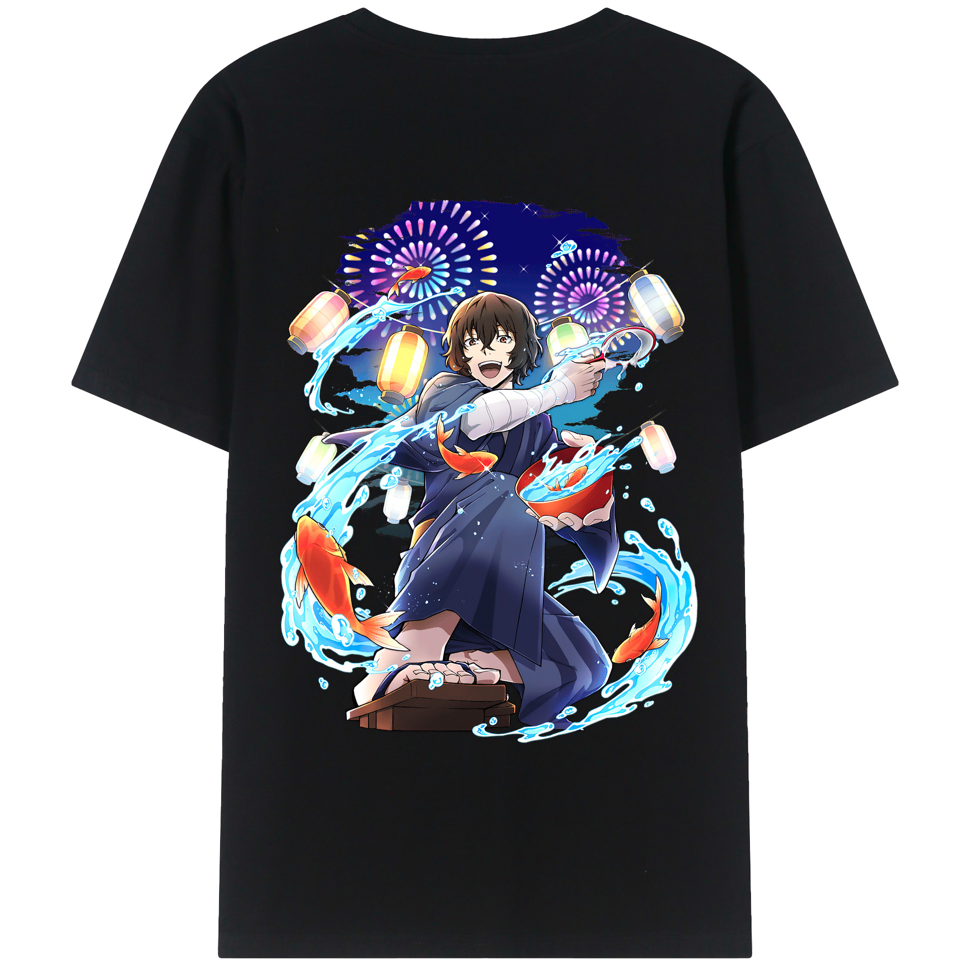 （画像用） 文豪ストレイドッグス Bungo Stray Dogs 綿100％ メンズ半袖Tシャツ（バックプリント） 通気性