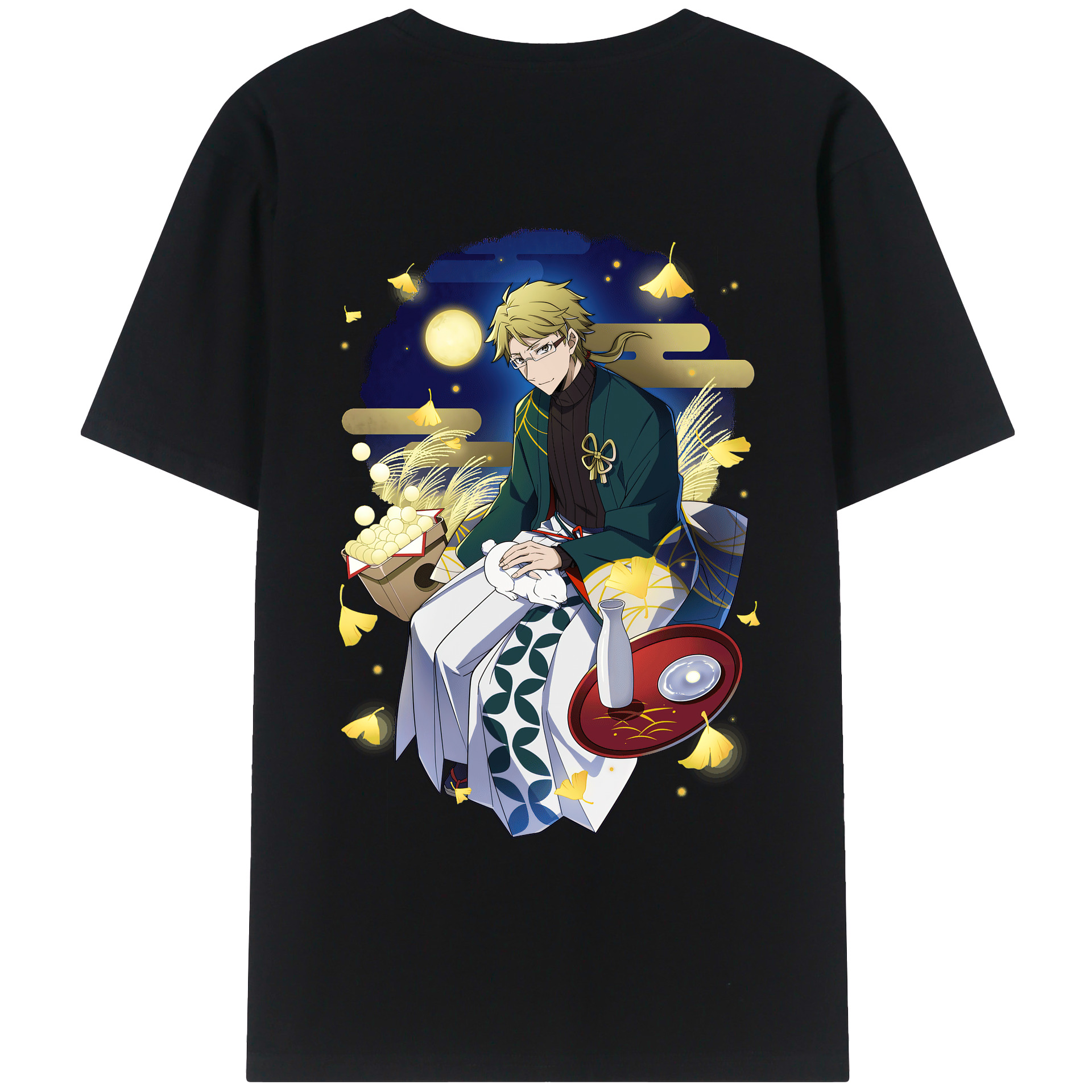（画像用） 文豪ストレイドッグス Bungo Stray Dogs 綿100％ メンズ半袖Tシャツ（バックプリント） 通気性