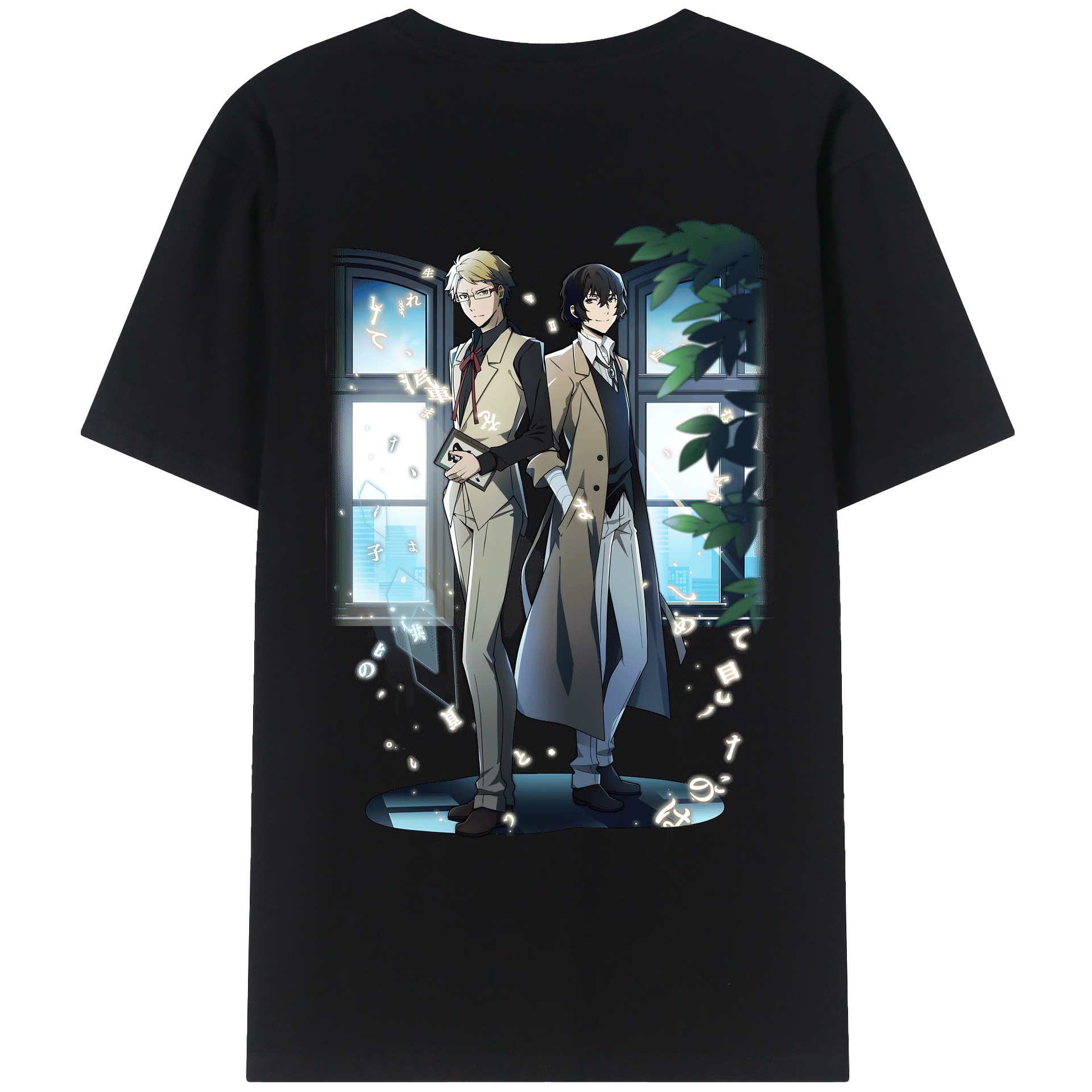 （画像用） 文豪ストレイドッグス Bungo Stray Dogs 綿100％ メンズ半袖Tシャツ（バックプリント） 通気性