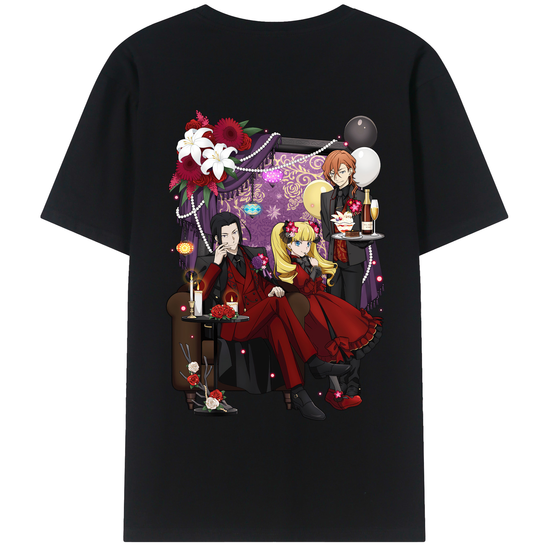 （画像用） 文豪ストレイドッグス Bungo Stray Dogs 綿100％ メンズ半袖Tシャツ（バックプリント） 通気性
