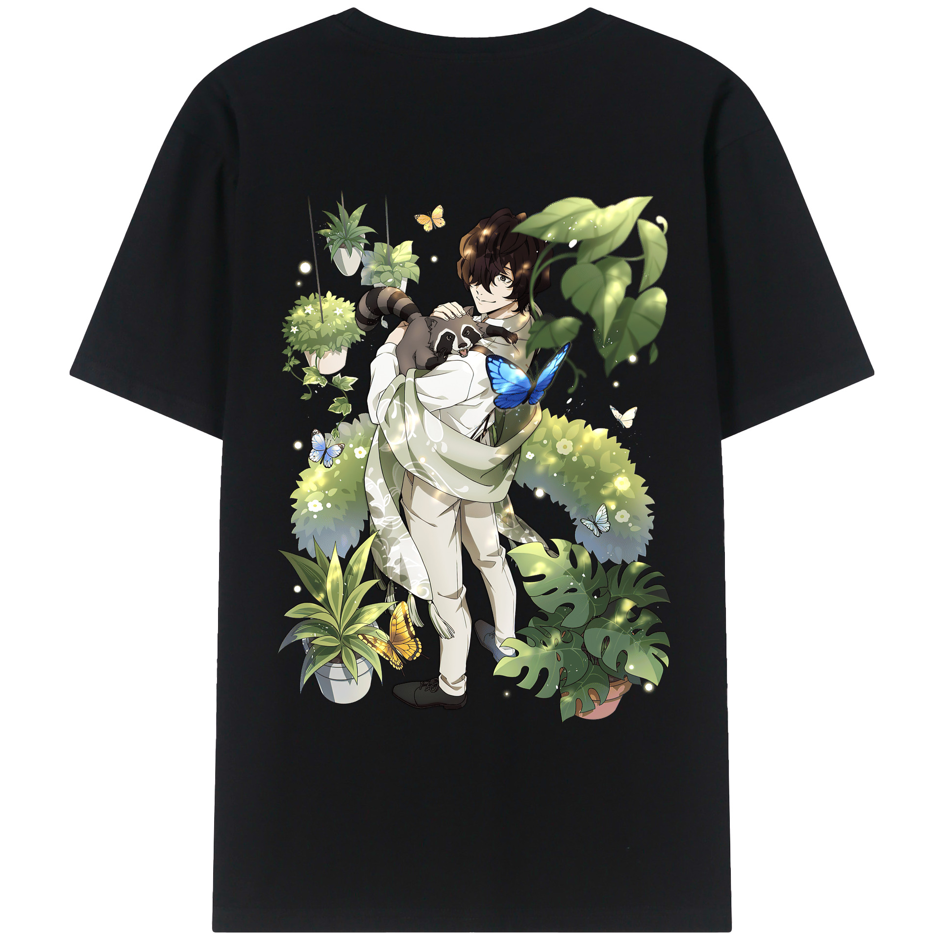 （画像用） 文豪ストレイドッグス Bungo Stray Dogs 綿100％ メンズ半袖Tシャツ（バックプリント） 通気性