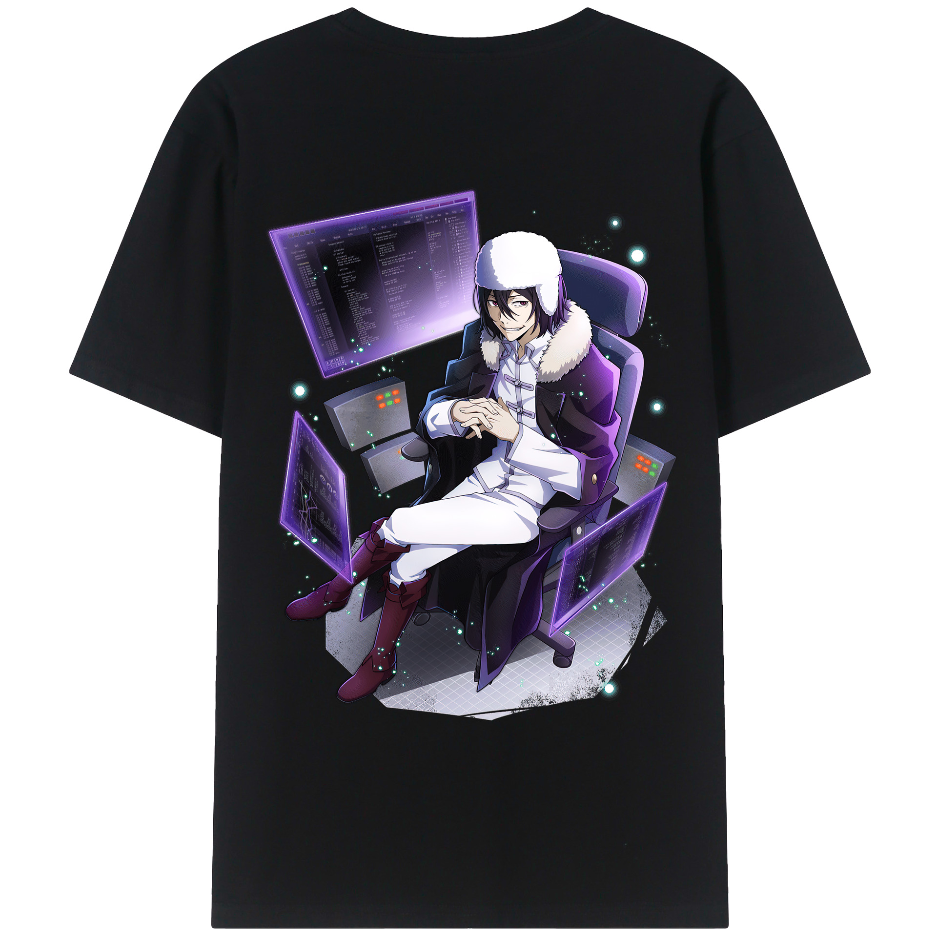 （画像用） 文豪ストレイドッグス Bungo Stray Dogs 綿100％ メンズ半袖Tシャツ（バックプリント） 通気性