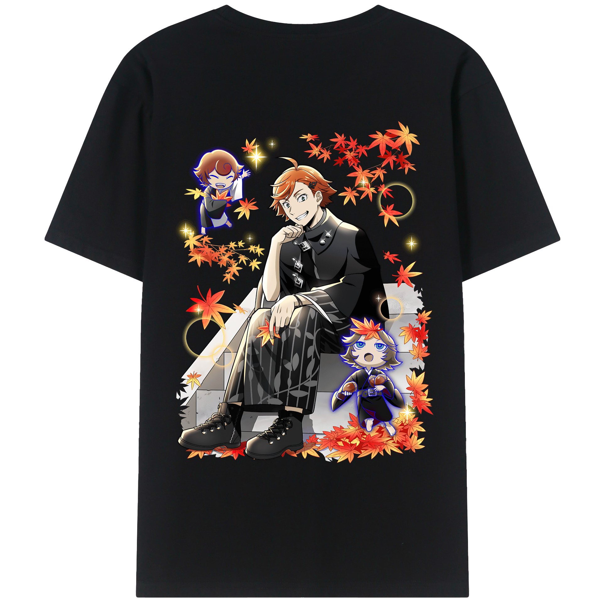 （画像用） 文豪ストレイドッグス Bungo Stray Dogs 綿100％ メンズ半袖Tシャツ（バックプリント） 通気性