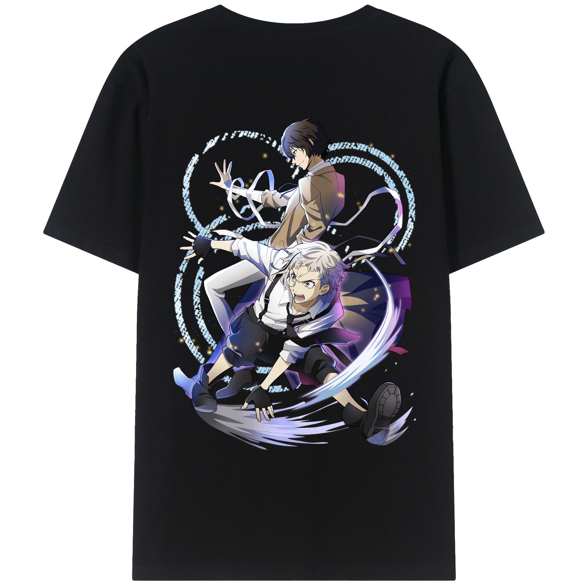 （画像用） 文豪ストレイドッグス Bungo Stray Dogs 綿100％ メンズ半袖Tシャツ（バックプリント） 通気性