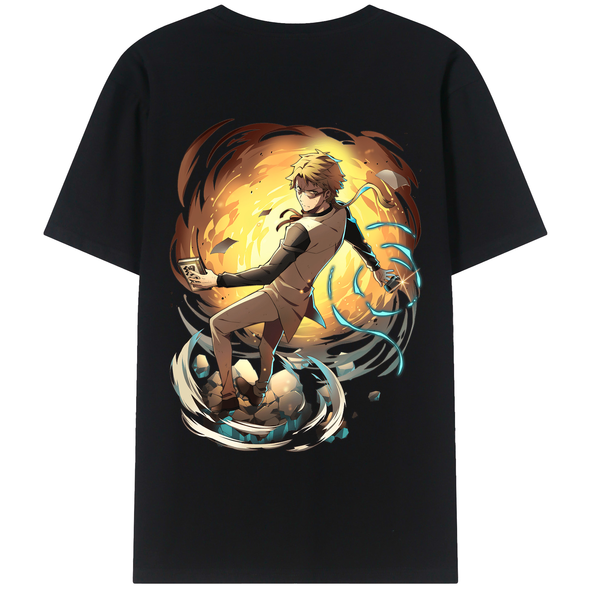 （画像用） 文豪ストレイドッグス Bungo Stray Dogs 綿100％ メンズ半袖Tシャツ（バックプリント） 通気性
