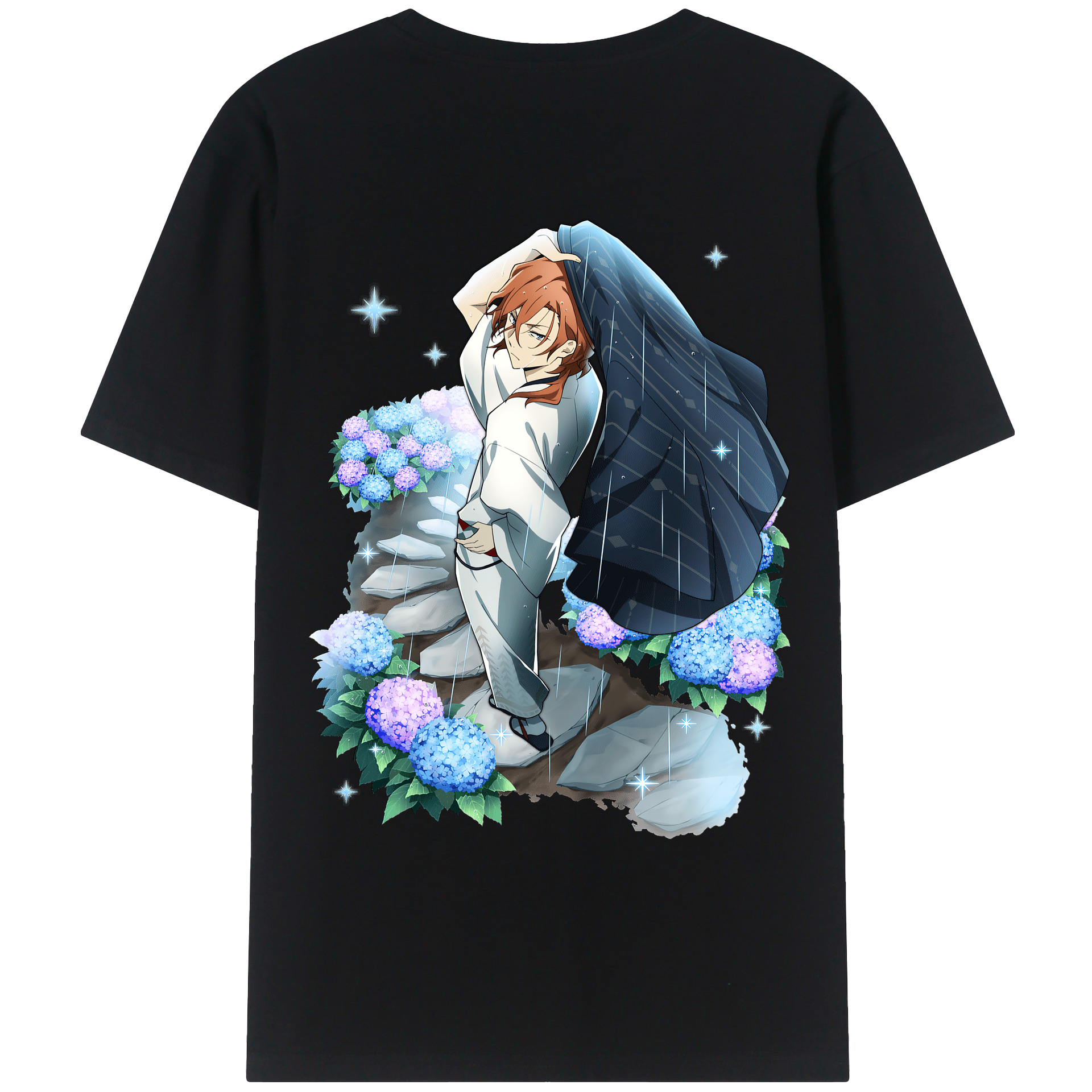 （画像用） 文豪ストレイドッグス Bungo Stray Dogs 綿100％ メンズ半袖Tシャツ（バックプリント） 通気性