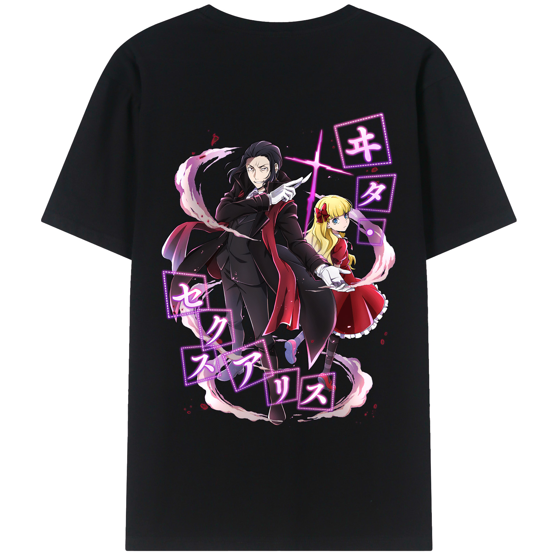 （画像用） 文豪ストレイドッグス Bungo Stray Dogs 綿100％ メンズ半袖Tシャツ（バックプリント） 通気性