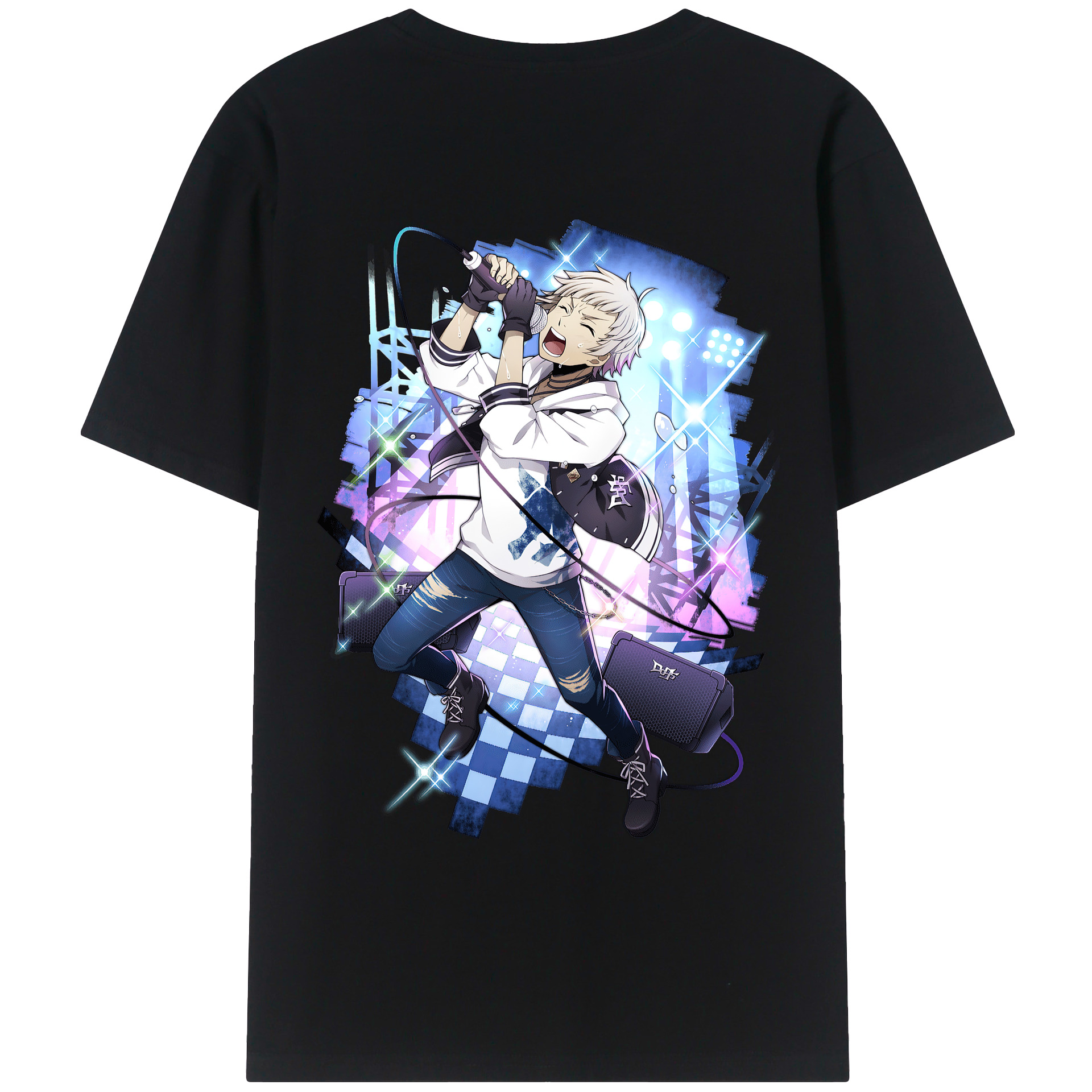 （画像用） 文豪ストレイドッグス Bungo Stray Dogs 綿100％ メンズ半袖Tシャツ（バックプリント） 通気性