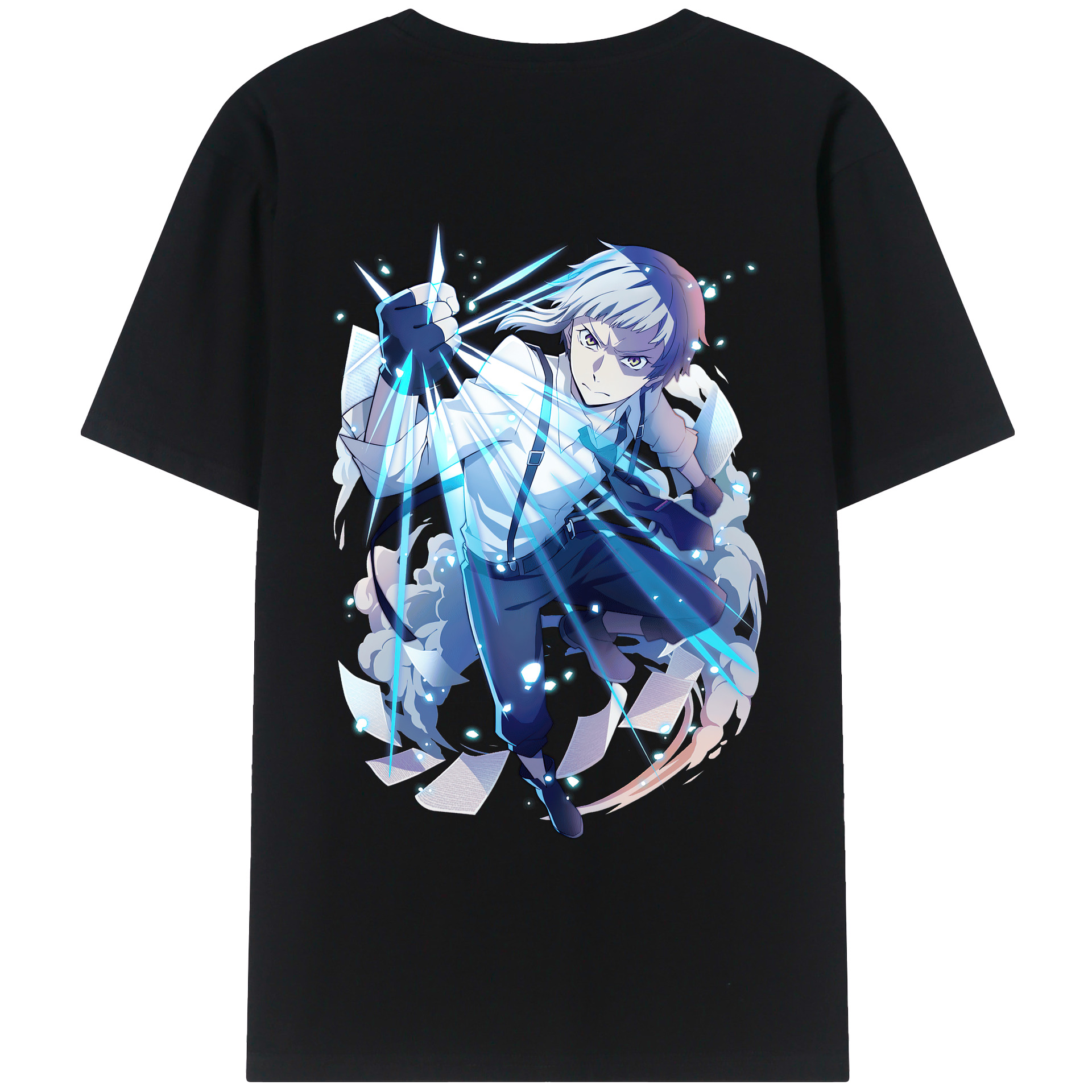 （画像用） 文豪ストレイドッグス Bungo Stray Dogs 綿100％ メンズ半袖Tシャツ（バックプリント） 通気性