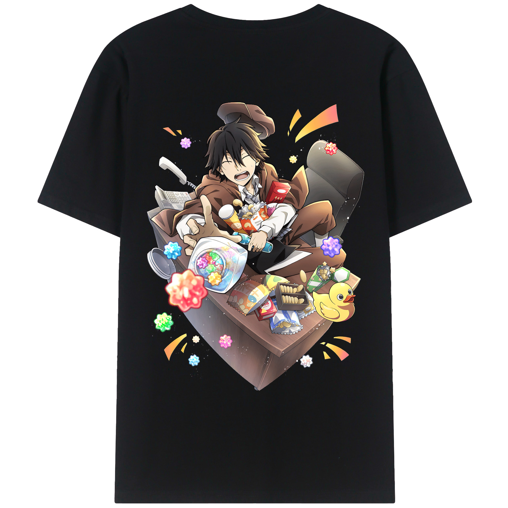 （画像用） 文豪ストレイドッグス Bungo Stray Dogs 綿100％ メンズ半袖Tシャツ（バックプリント） 通気性