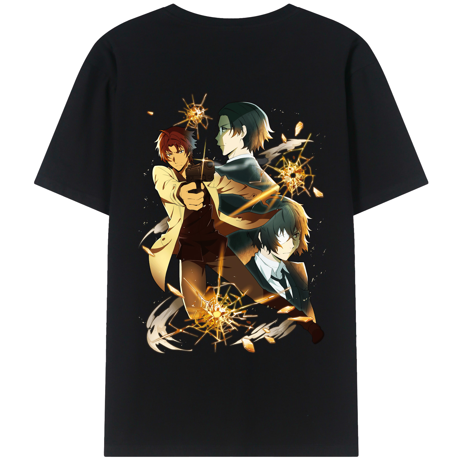（画像用） 文豪ストレイドッグス Bungo Stray Dogs 綿100％ メンズ半袖Tシャツ（バックプリント） 通気性
