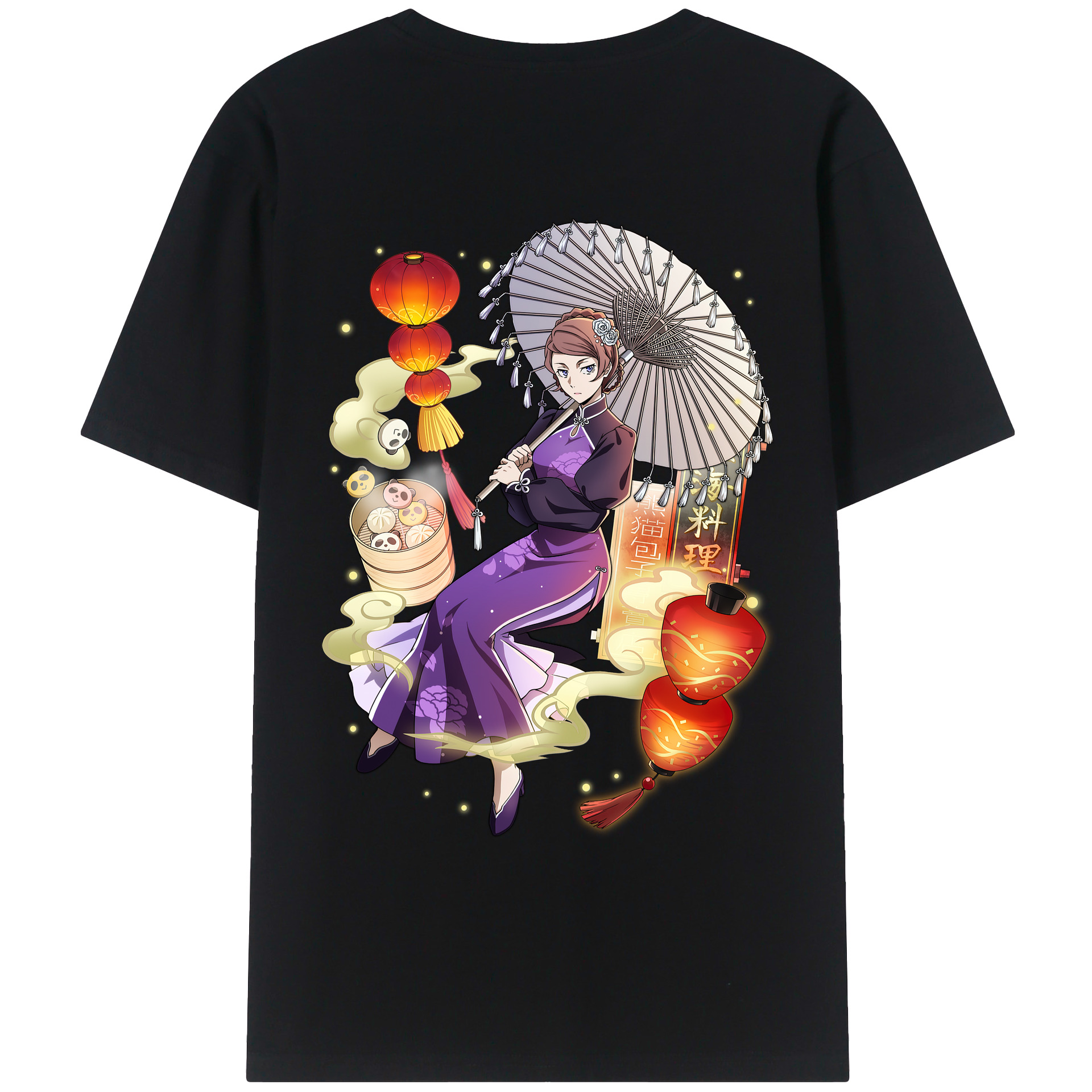 （画像用） 文豪ストレイドッグス Bungo Stray Dogs 綿100％ メンズ半袖Tシャツ（バックプリント） 通気性