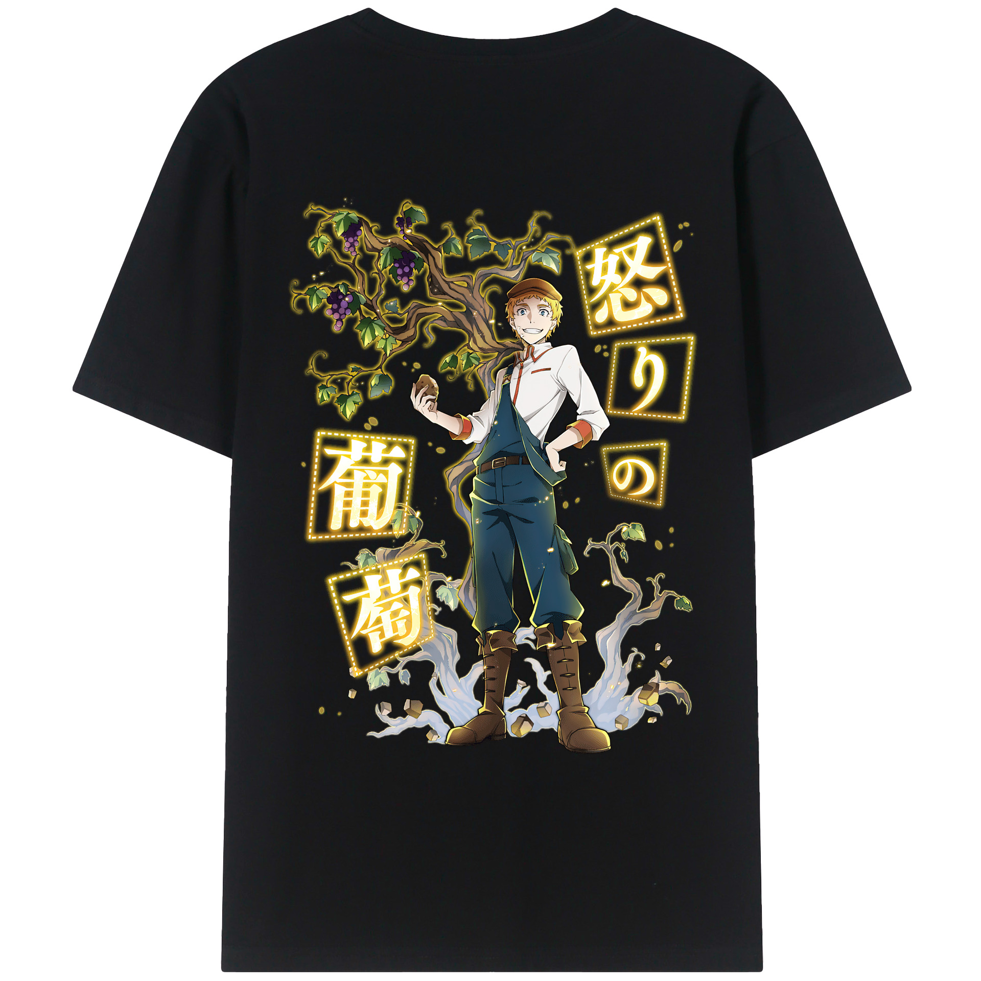 （画像用） 文豪ストレイドッグス Bungo Stray Dogs 綿100％ メンズ半袖Tシャツ（バックプリント） 通気性