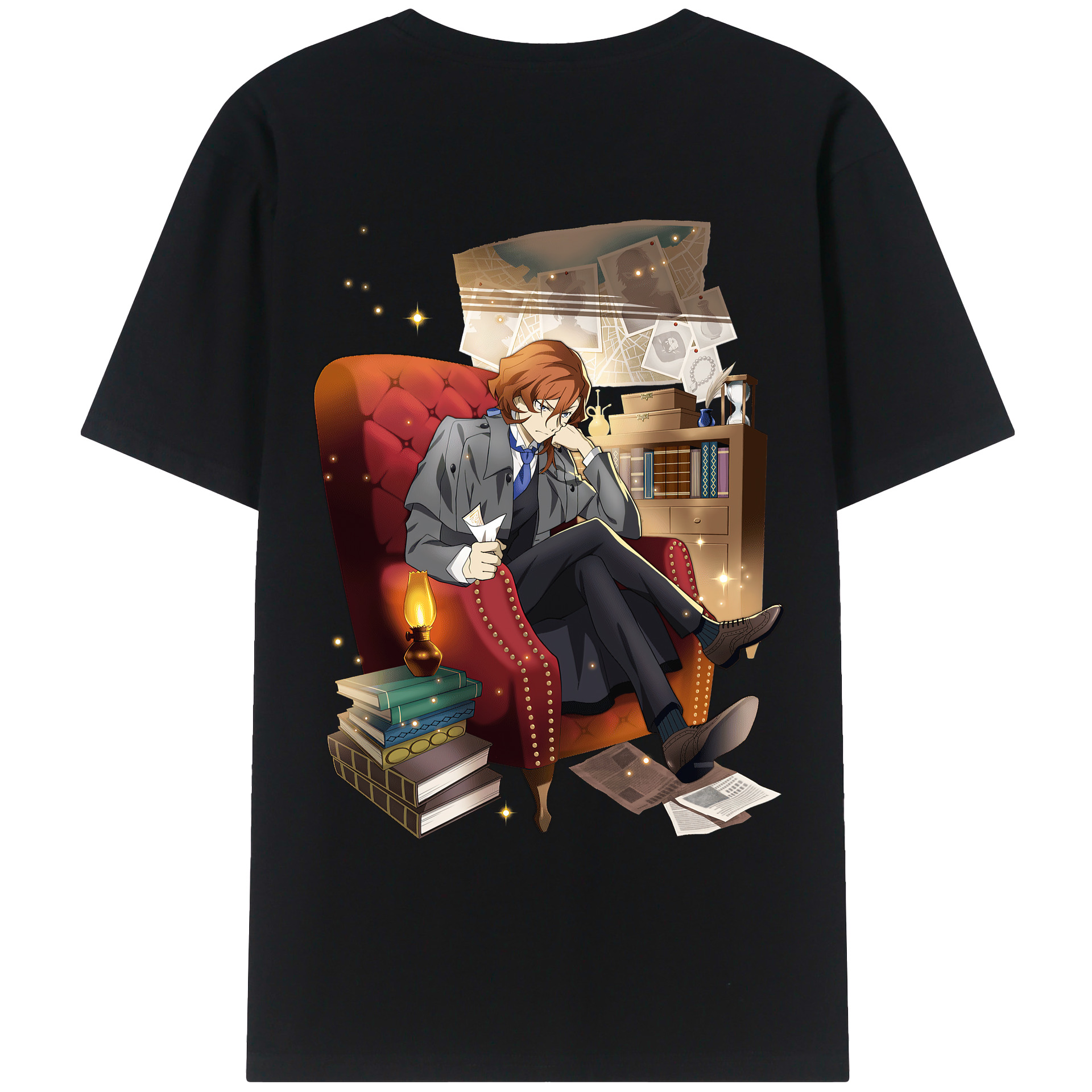 （画像用） 文豪ストレイドッグス Bungo Stray Dogs 綿100％ メンズ半袖Tシャツ（バックプリント） 通気性