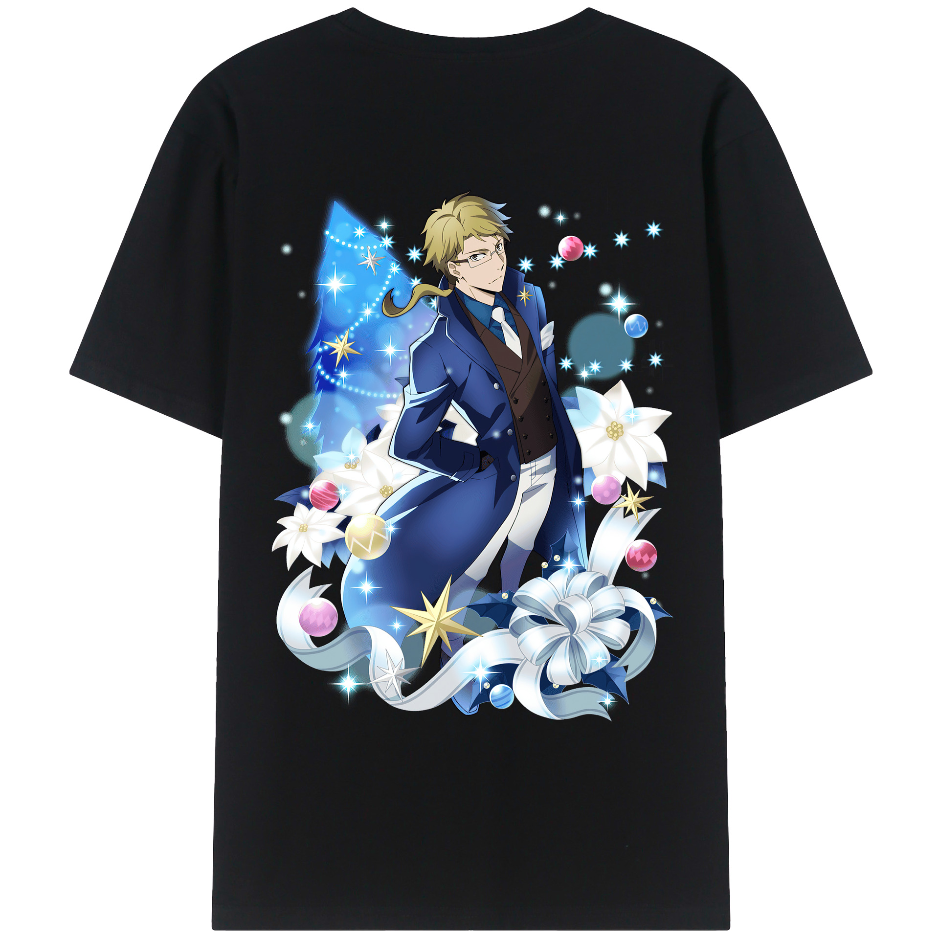 （画像用） 文豪ストレイドッグス Bungo Stray Dogs 綿100％ メンズ半袖Tシャツ（バックプリント） 通気性