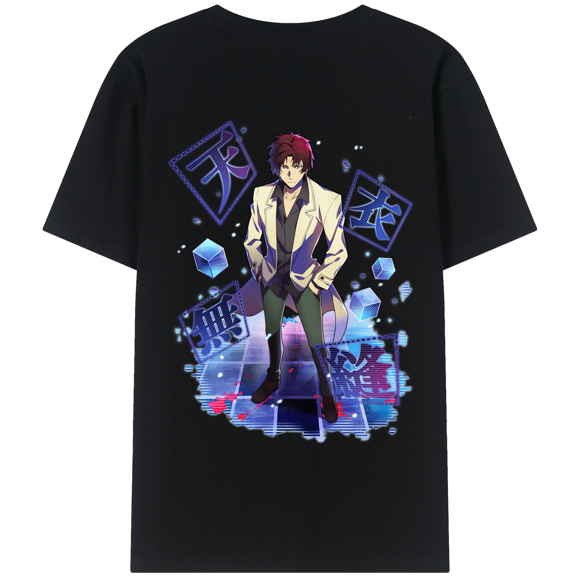 （画像用） 文豪ストレイドッグス Bungo Stray Dogs 綿100％ メンズ半袖Tシャツ（バックプリント） 通気性