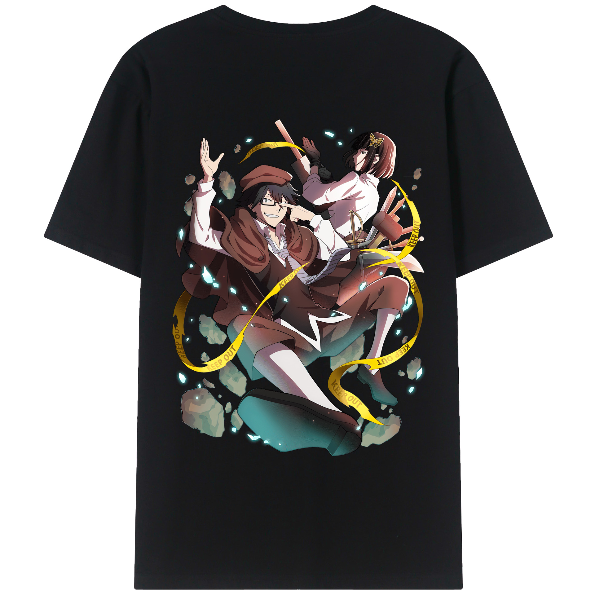 （画像用） 文豪ストレイドッグス Bungo Stray Dogs 綿100％ メンズ半袖Tシャツ（バックプリント） 通気性