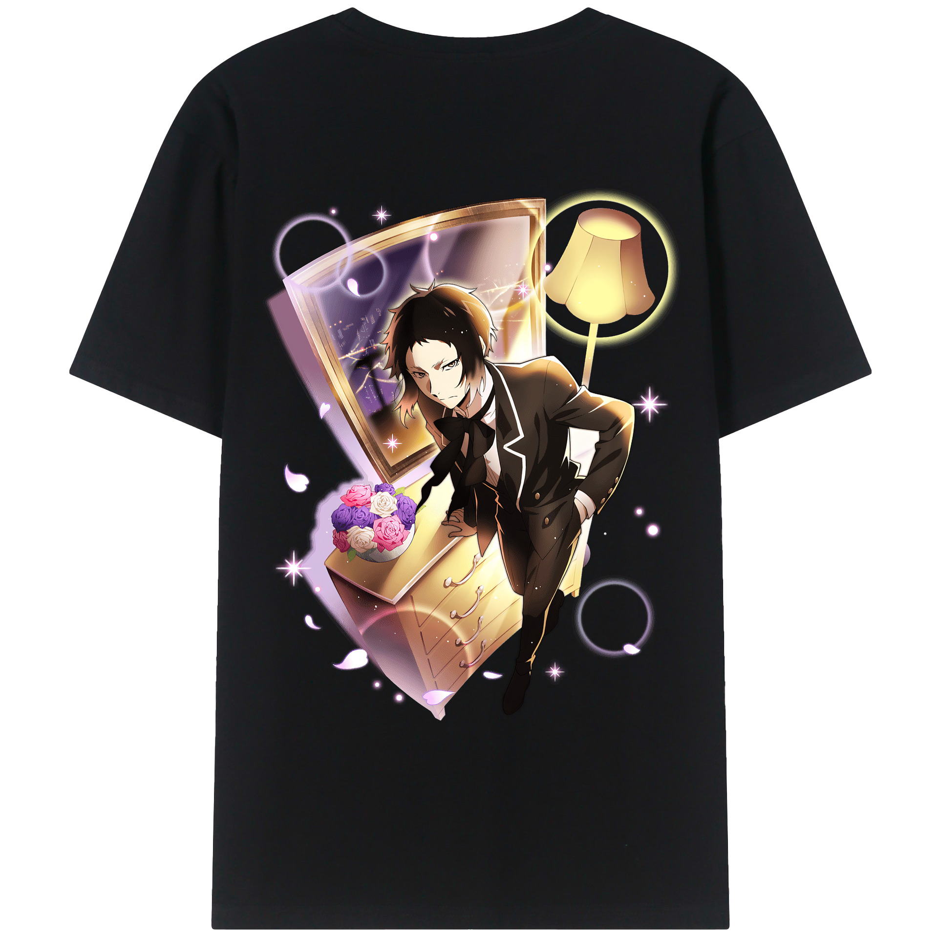 （画像用） 文豪ストレイドッグス Bungo Stray Dogs 綿100％ メンズ半袖Tシャツ（バックプリント） 通気性