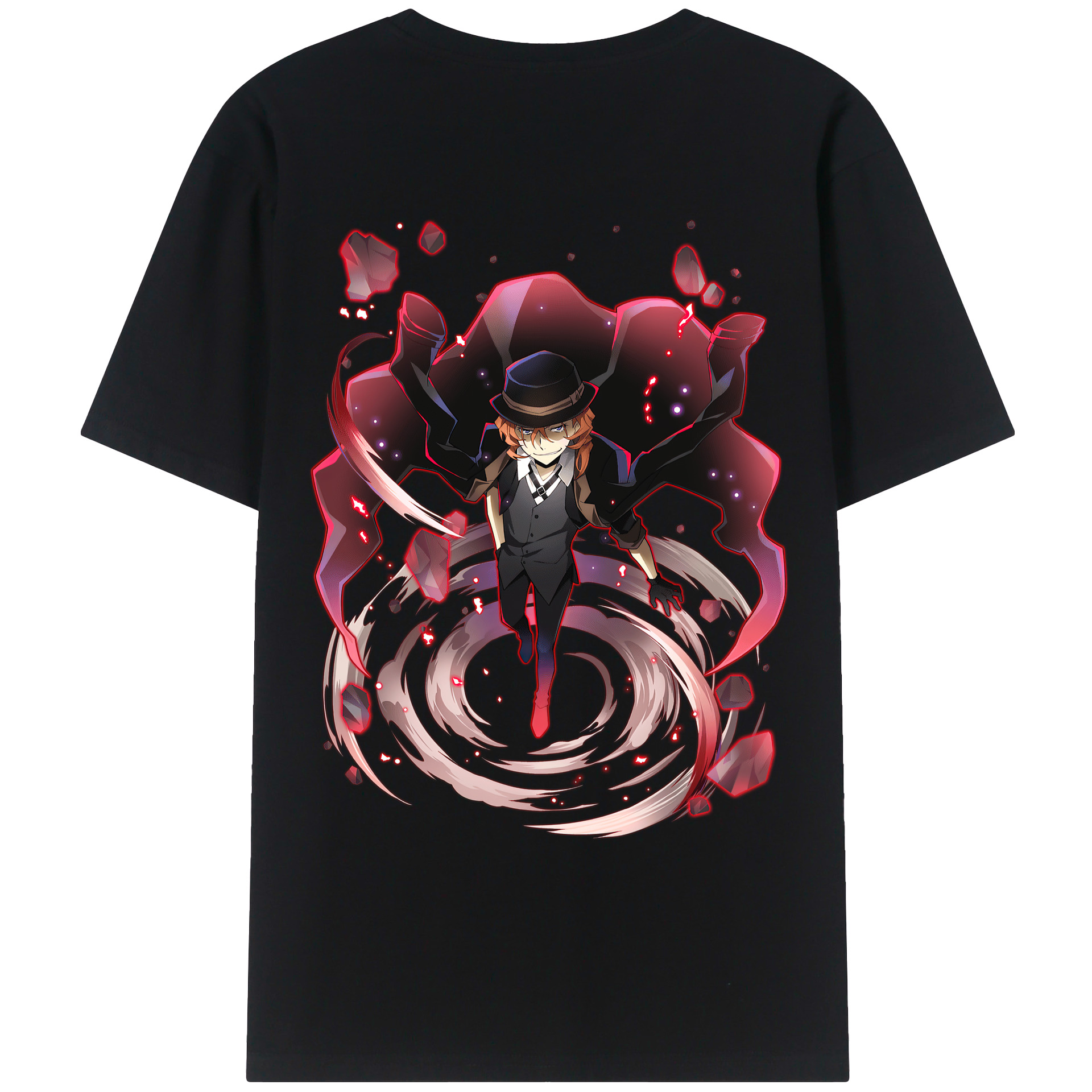 （画像用） 文豪ストレイドッグス Bungo Stray Dogs 綿100％ メンズ半袖Tシャツ（バックプリント） 通気性