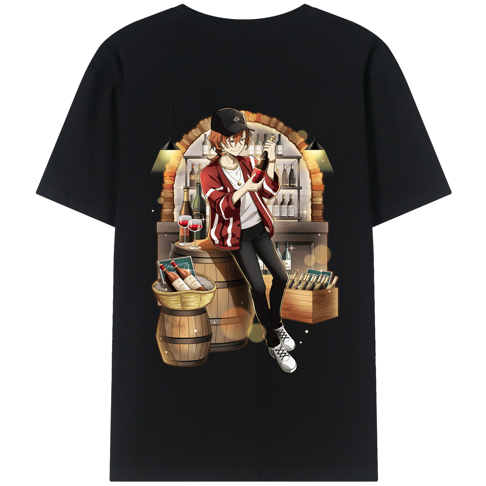 （画像用） 文豪ストレイドッグス Bungo Stray Dogs 綿100％ メンズ半袖Tシャツ（バックプリント） 通気性