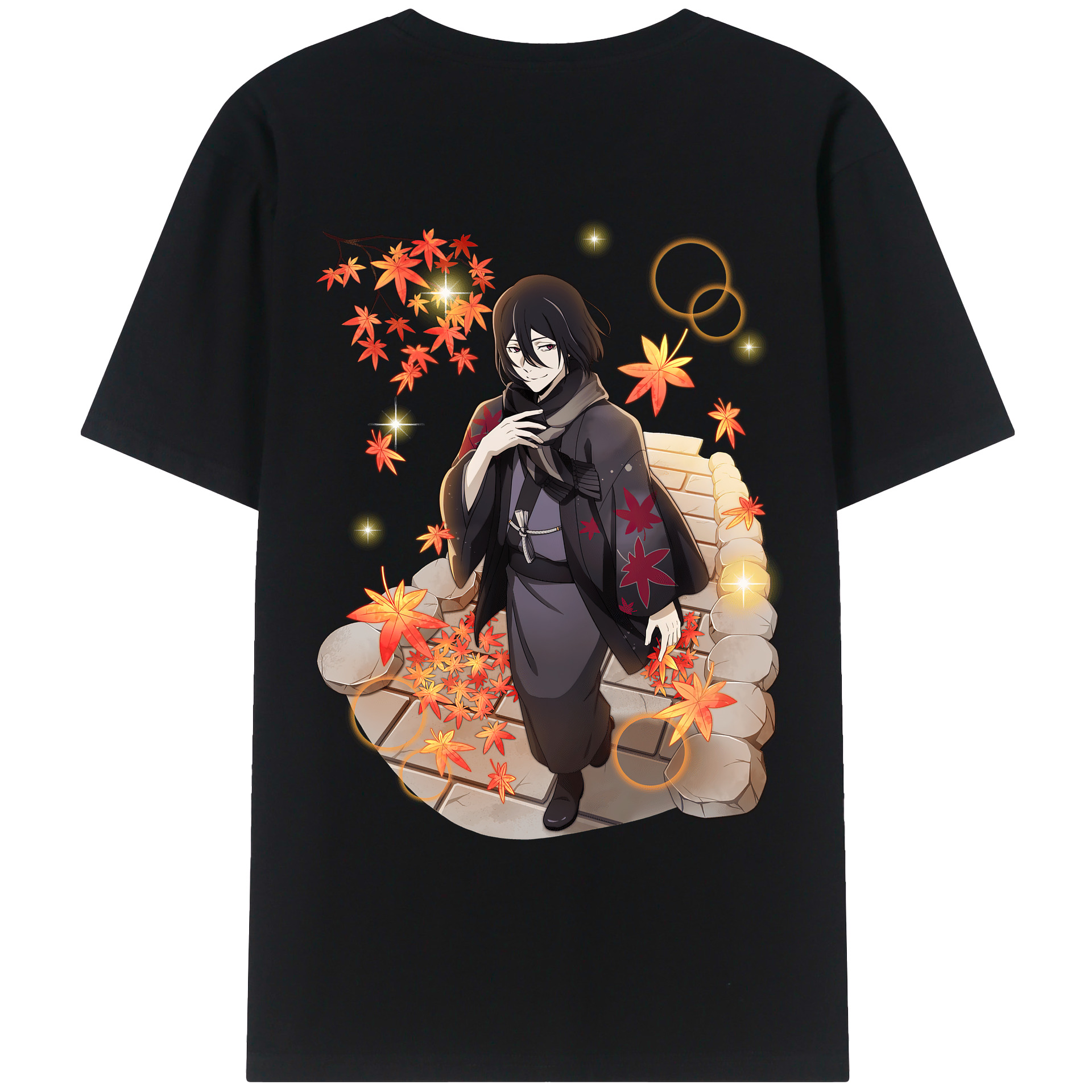 （画像用） 文豪ストレイドッグス Bungo Stray Dogs 綿100％ メンズ半袖Tシャツ（バックプリント） 通気性