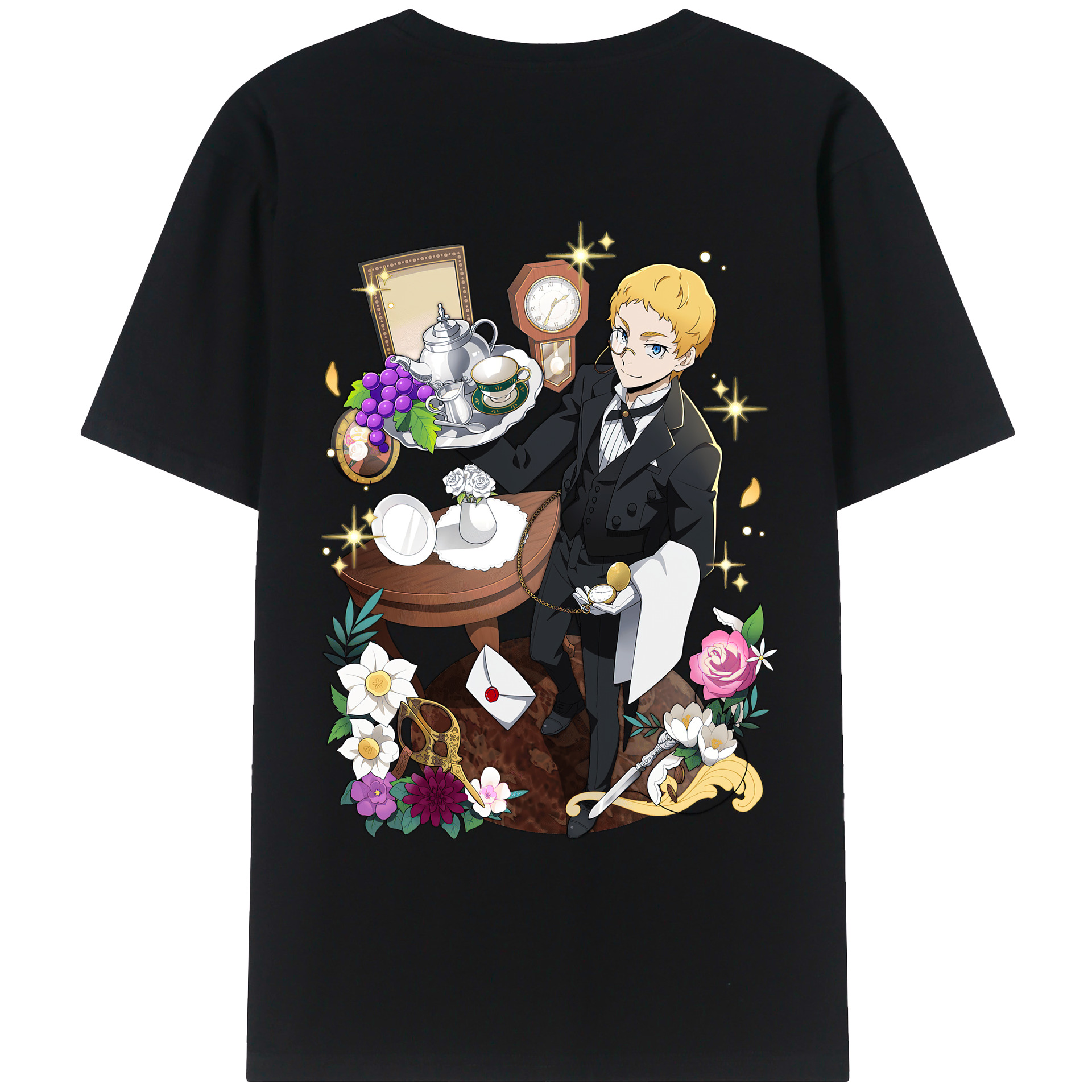（画像用） 文豪ストレイドッグス Bungo Stray Dogs 綿100％ メンズ半袖Tシャツ（バックプリント） 通気性
