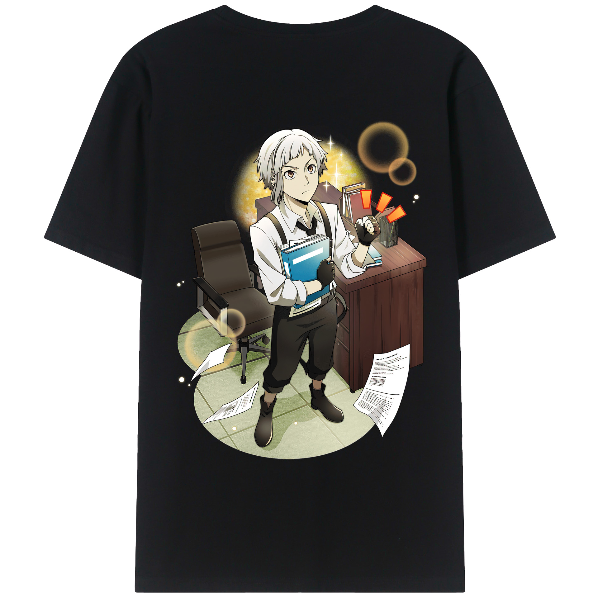 （画像用） 文豪ストレイドッグス Bungo Stray Dogs 綿100％ メンズ半袖Tシャツ（バックプリント） 通気性
