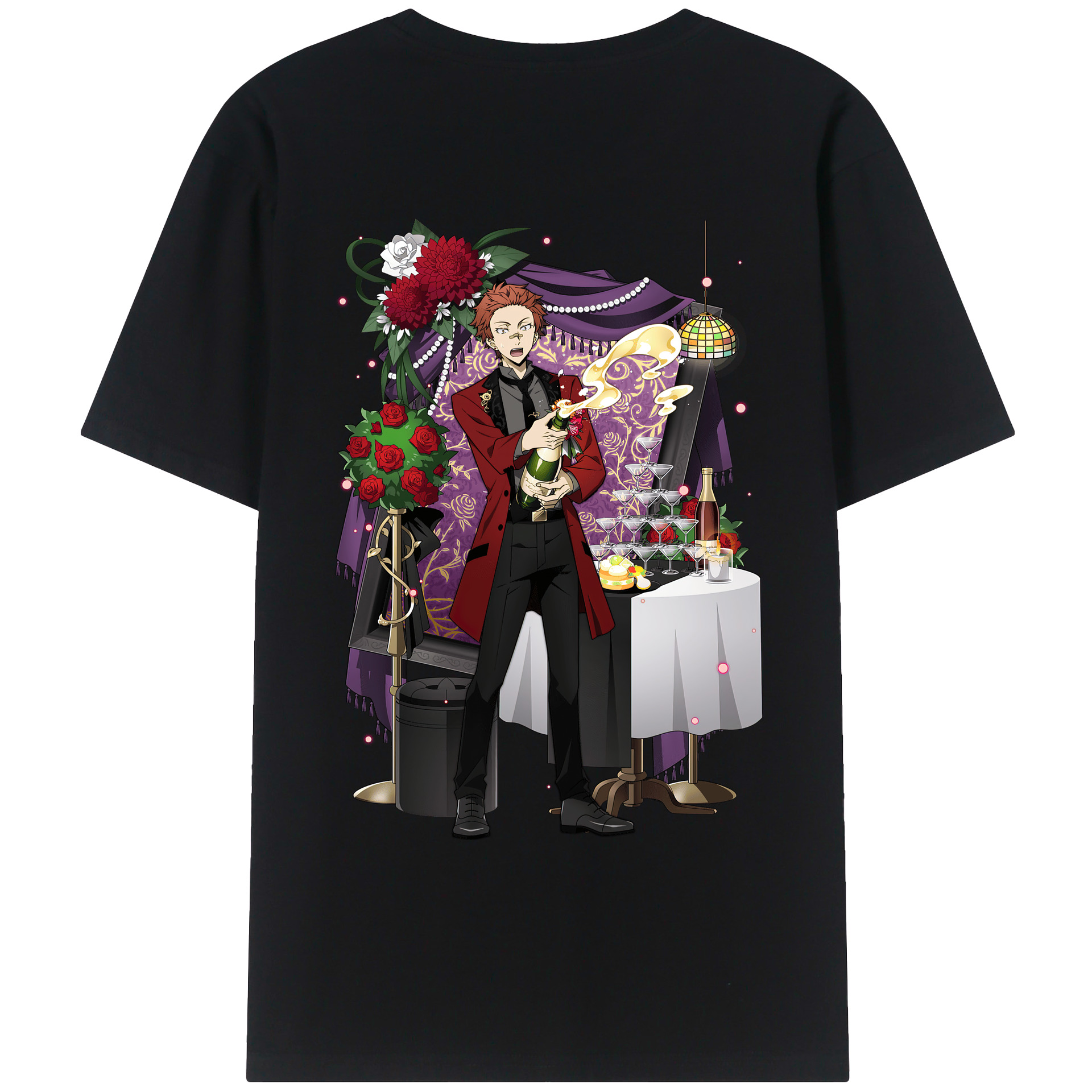 （画像用） 文豪ストレイドッグス Bungo Stray Dogs 綿100％ メンズ半袖Tシャツ（バックプリント） 通気性