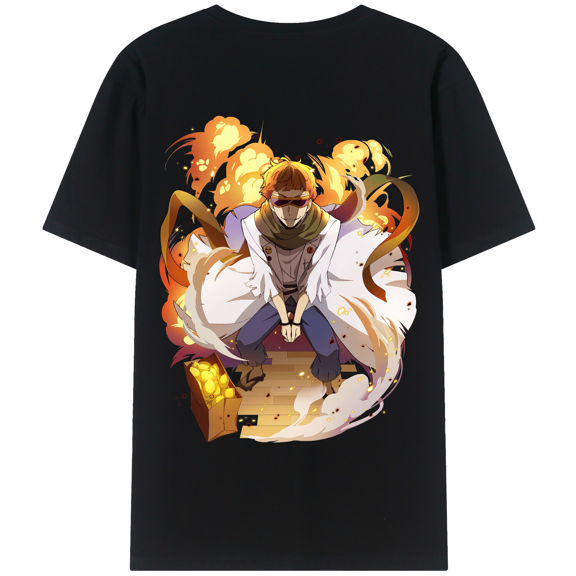 （画像用） 文豪ストレイドッグス Bungo Stray Dogs 綿100％ メンズ半袖Tシャツ（バックプリント） 通気性