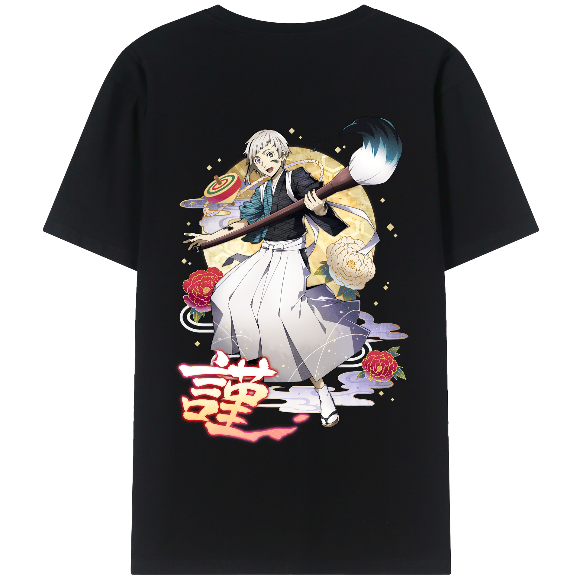 （画像用） 文豪ストレイドッグス Bungo Stray Dogs 綿100％ メンズ半袖Tシャツ（バックプリント） 通気性