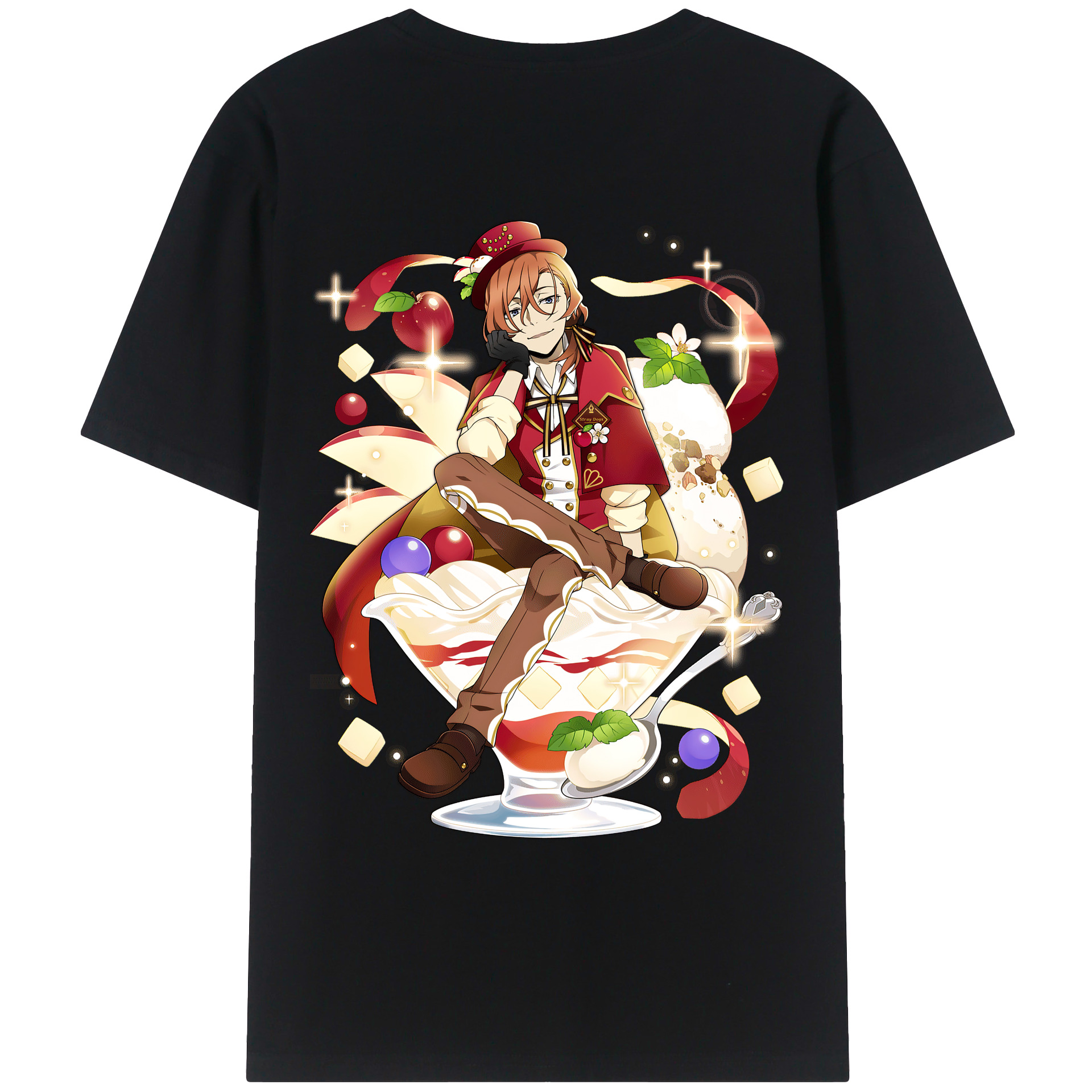 （画像用） 文豪ストレイドッグス Bungo Stray Dogs 綿100％ メンズ半袖Tシャツ（バックプリント） 通気性