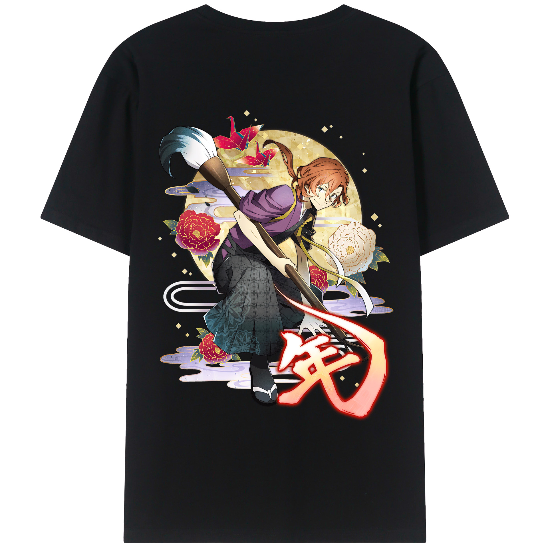 （画像用） 文豪ストレイドッグス Bungo Stray Dogs 綿100％ メンズ半袖Tシャツ（バックプリント） 通気性