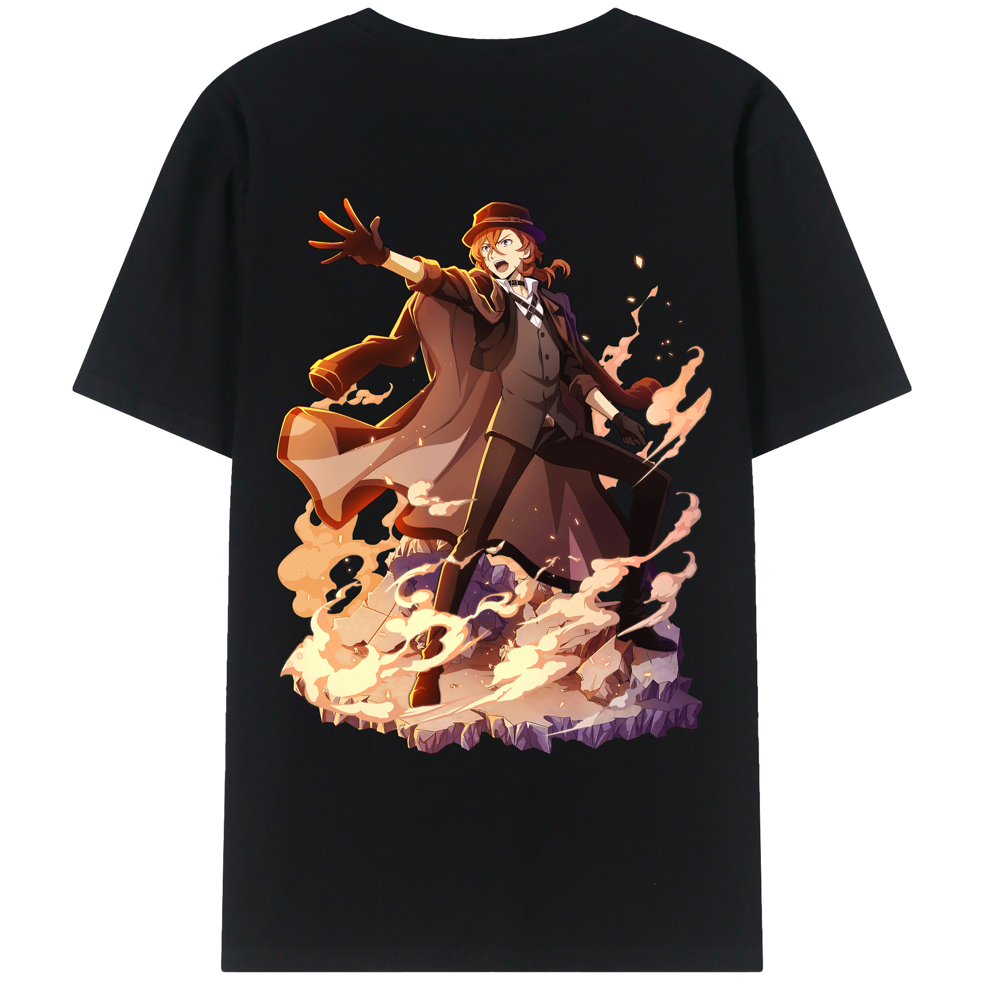 （画像用） 文豪ストレイドッグス Bungo Stray Dogs 綿100％ メンズ半袖Tシャツ（バックプリント） 通気性