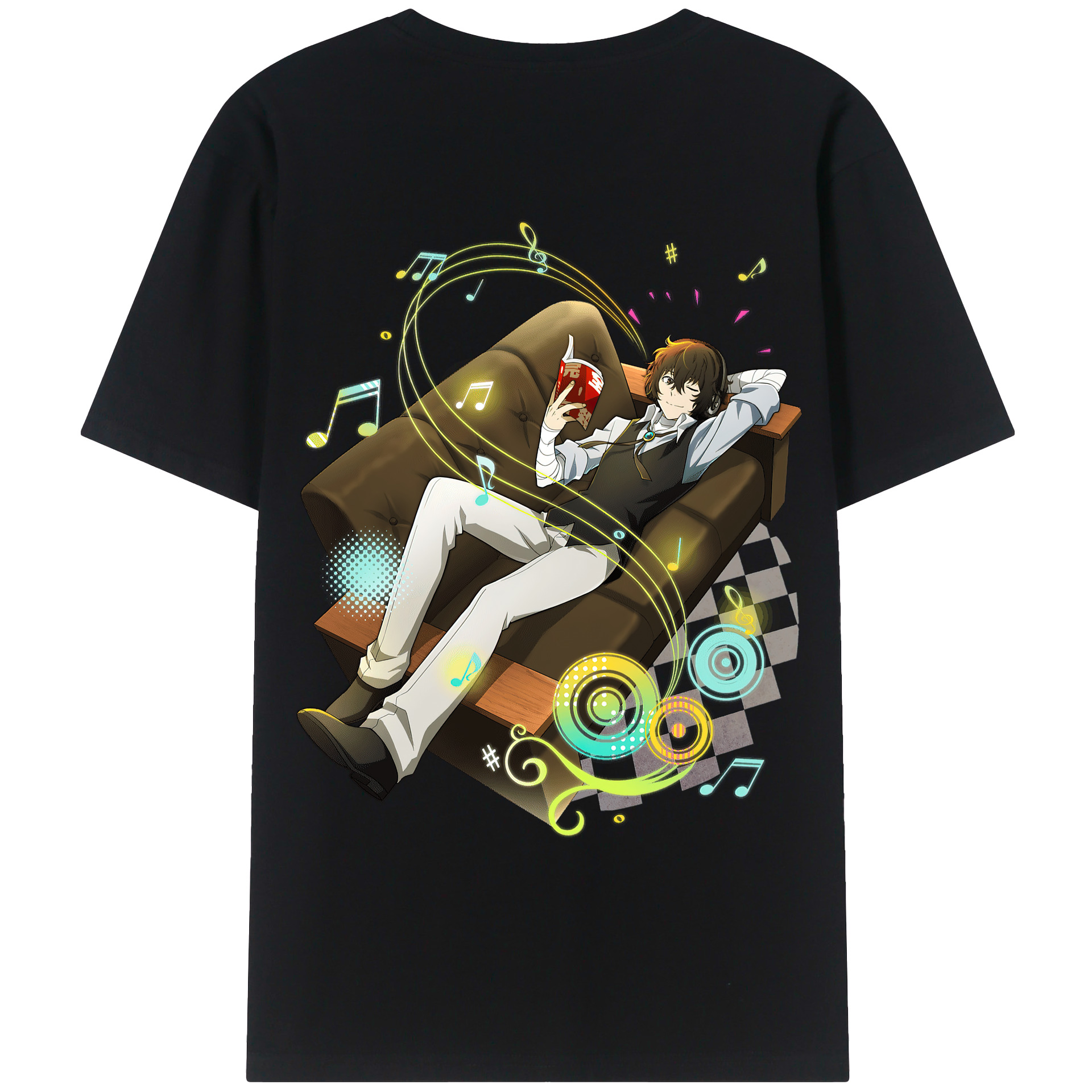 （画像用） 文豪ストレイドッグス Bungo Stray Dogs 綿100％ メンズ半袖Tシャツ（バックプリント） 通気性