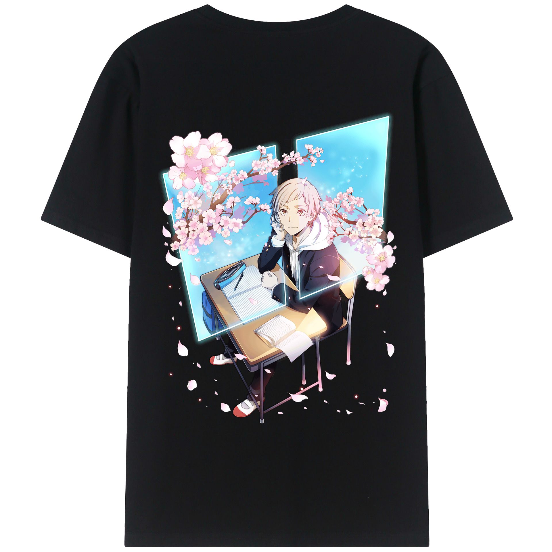 （画像用） 文豪ストレイドッグス Bungo Stray Dogs 綿100％ メンズ半袖Tシャツ（バックプリント） 通気性