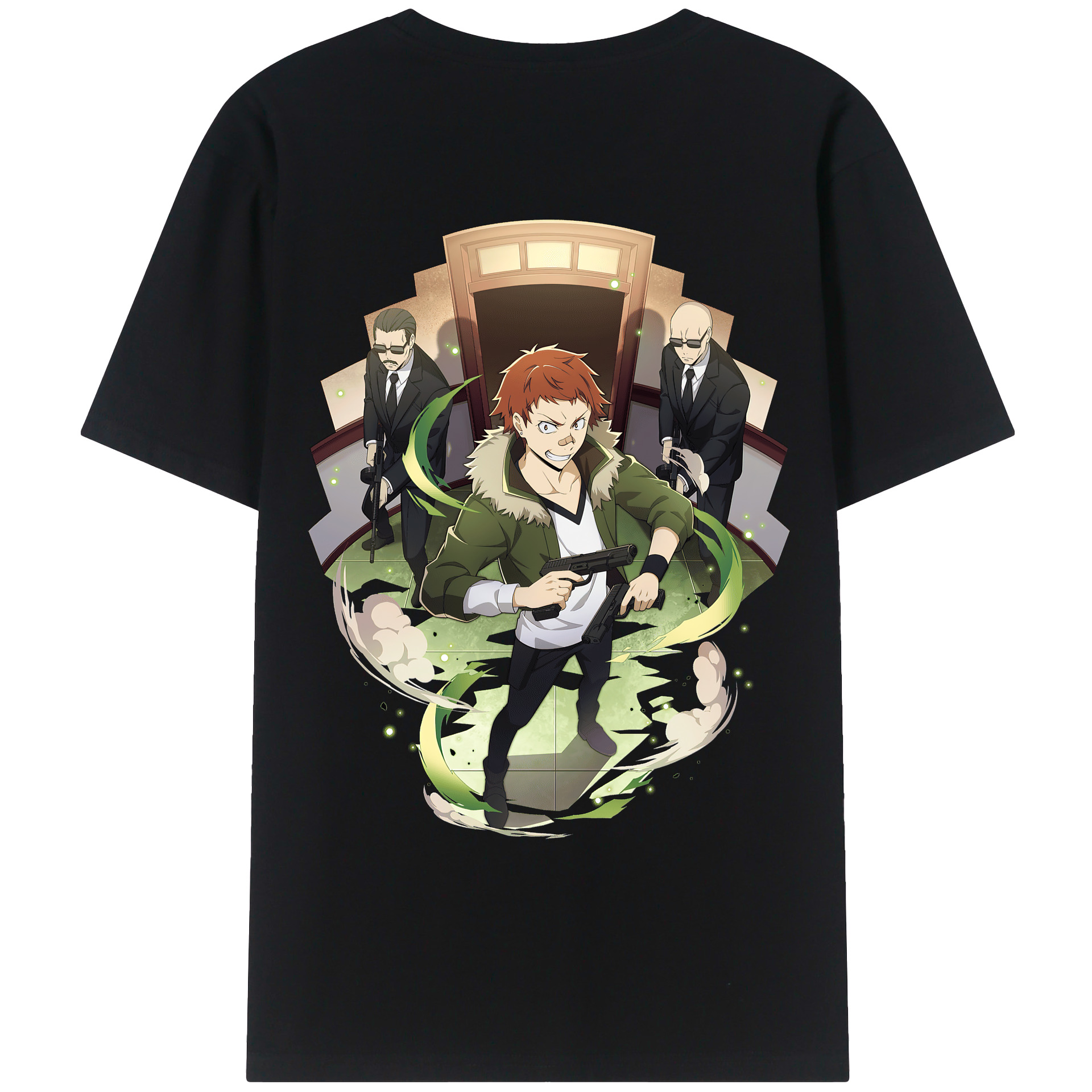 （画像用） 文豪ストレイドッグス Bungo Stray Dogs 綿100％ メンズ半袖Tシャツ（バックプリント） 通気性