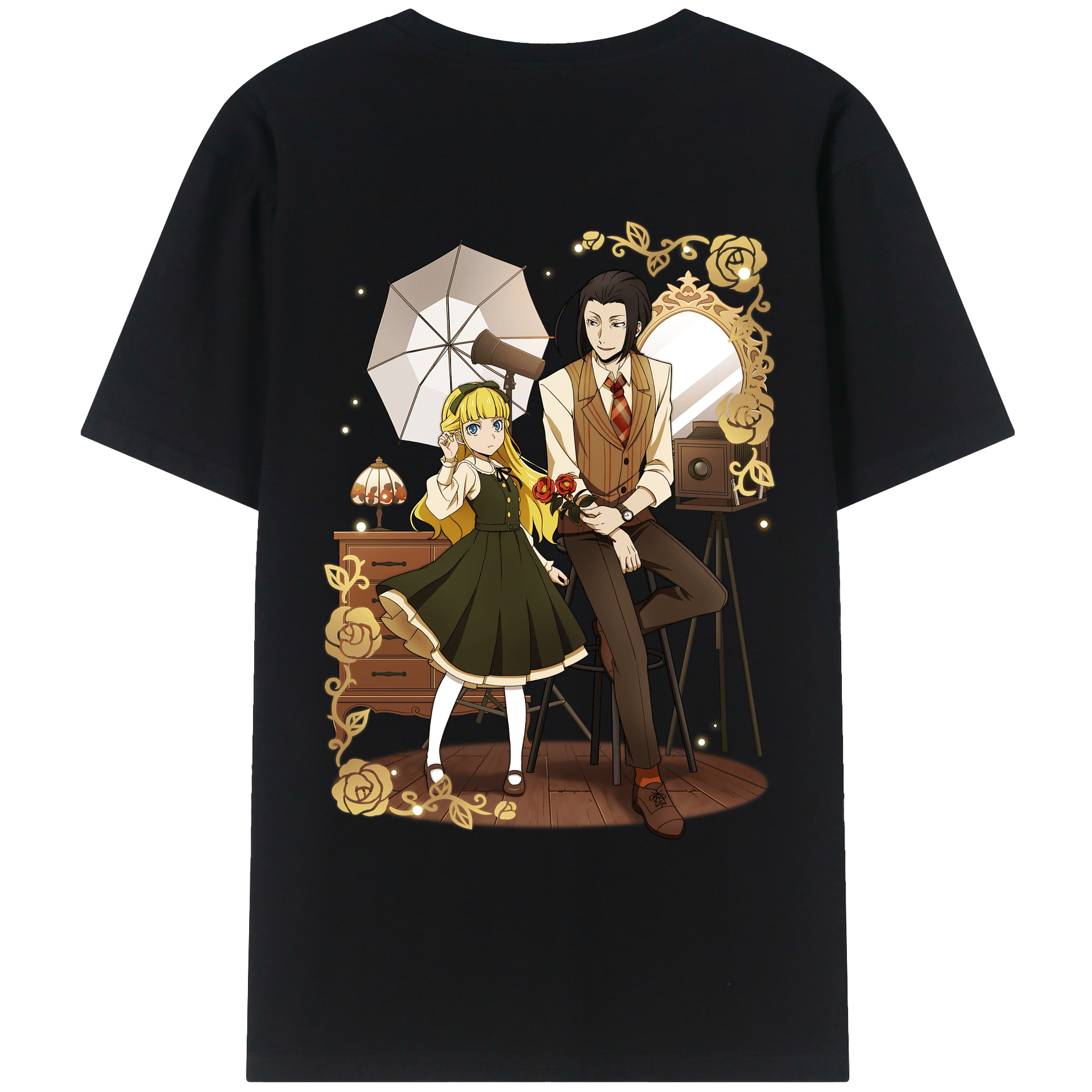 （画像用） 文豪ストレイドッグス Bungo Stray Dogs 綿100％ メンズ半袖Tシャツ（バックプリント） 通気性
