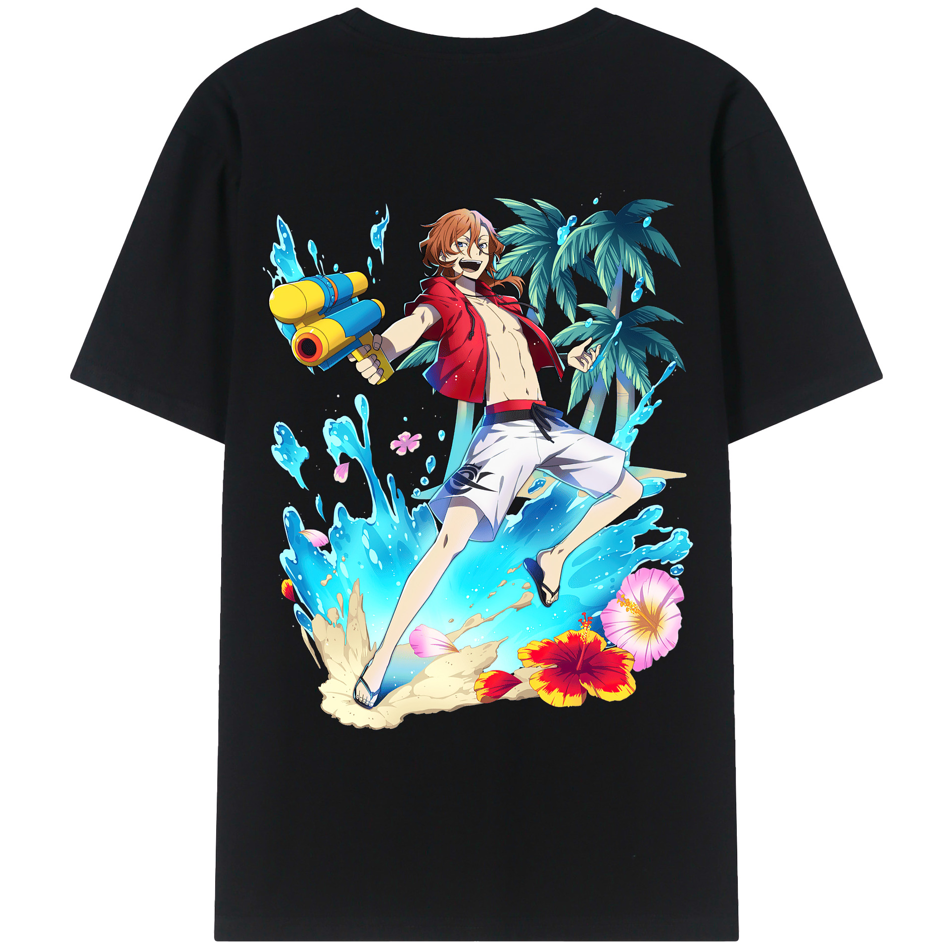 （画像用） 文豪ストレイドッグス Bungo Stray Dogs 綿100％ メンズ半袖Tシャツ（バックプリント） 通気性