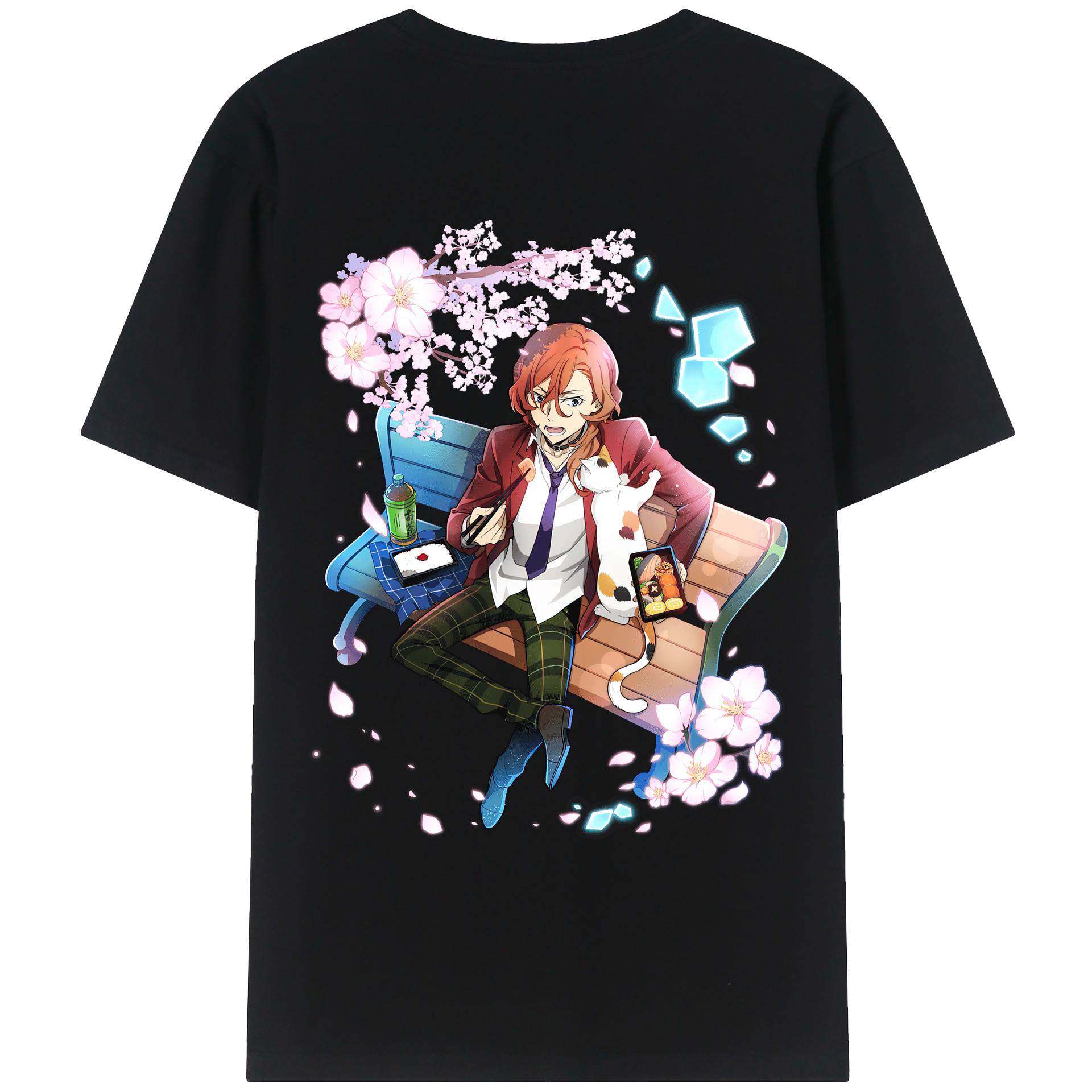 （画像用） 文豪ストレイドッグス Bungo Stray Dogs 綿100％ メンズ半袖Tシャツ（バックプリント） 通気性