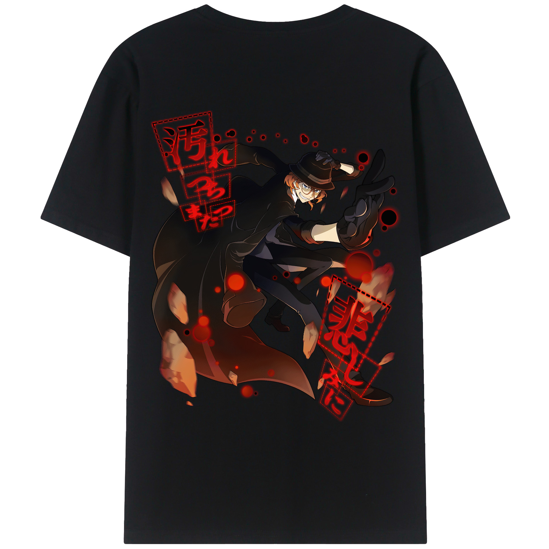 （画像用） 文豪ストレイドッグス Bungo Stray Dogs 綿100％ メンズ半袖Tシャツ（バックプリント） 通気性