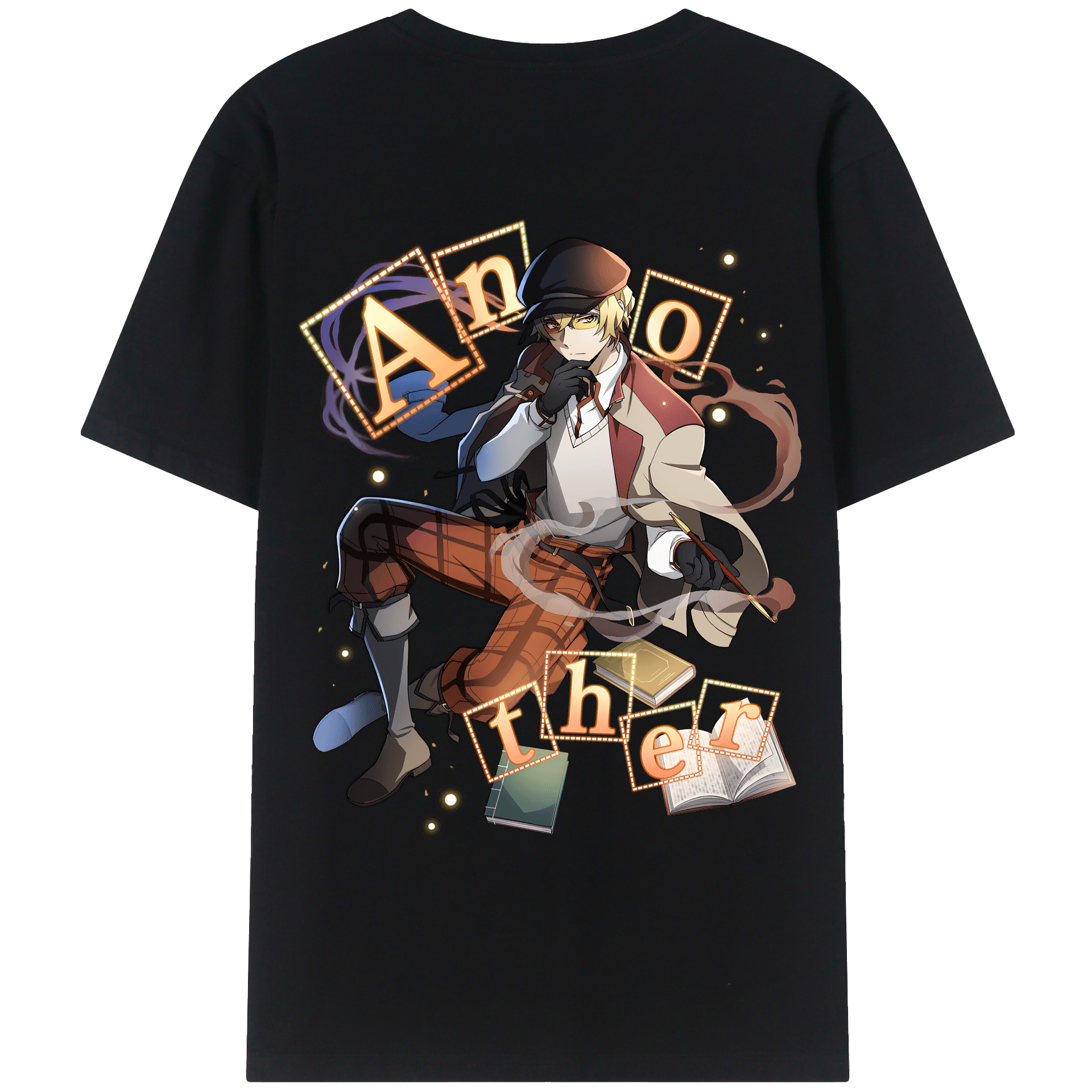 （画像用） 文豪ストレイドッグス Bungo Stray Dogs 綿100％ メンズ半袖Tシャツ（バックプリント） 通気性