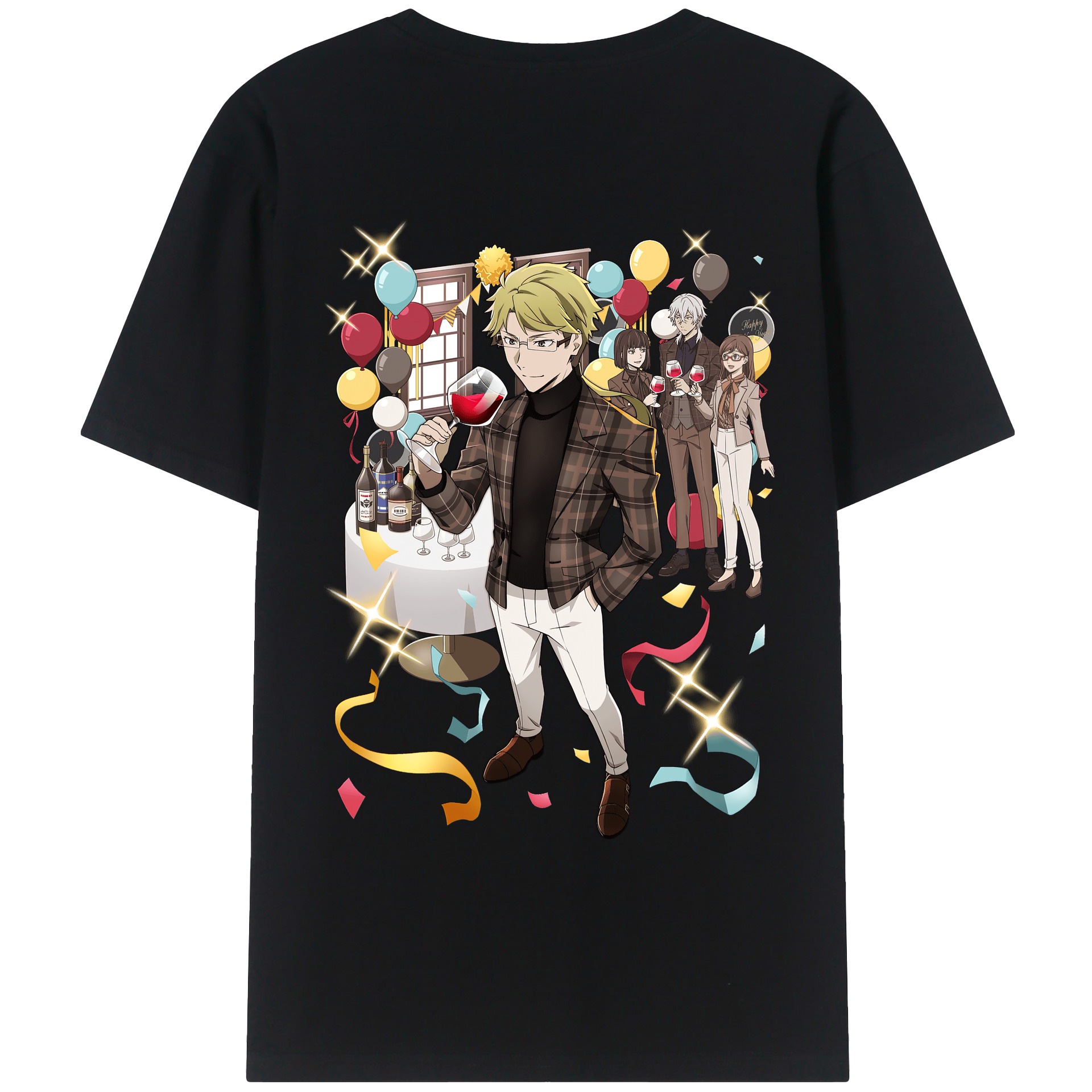 （画像用） 文豪ストレイドッグス Bungo Stray Dogs 綿100％ メンズ半袖Tシャツ（バックプリント） 通気性