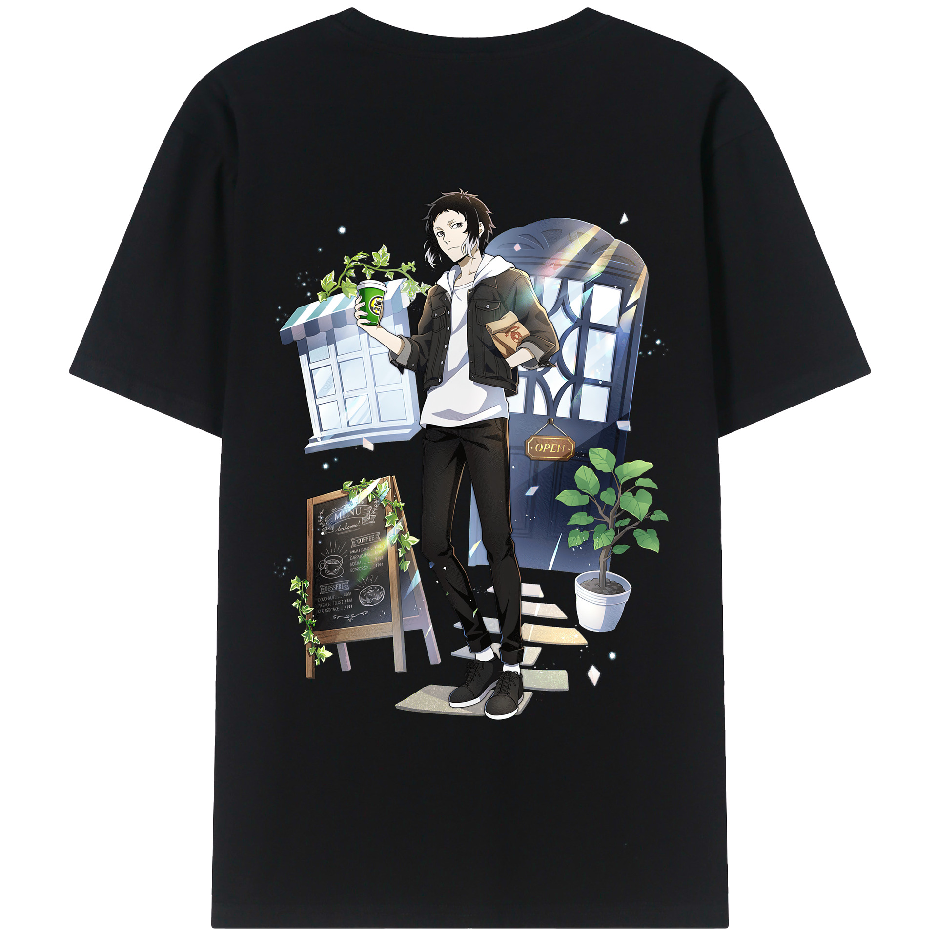 （画像用） 文豪ストレイドッグス Bungo Stray Dogs 綿100％ メンズ半袖Tシャツ（バックプリント） 通気性