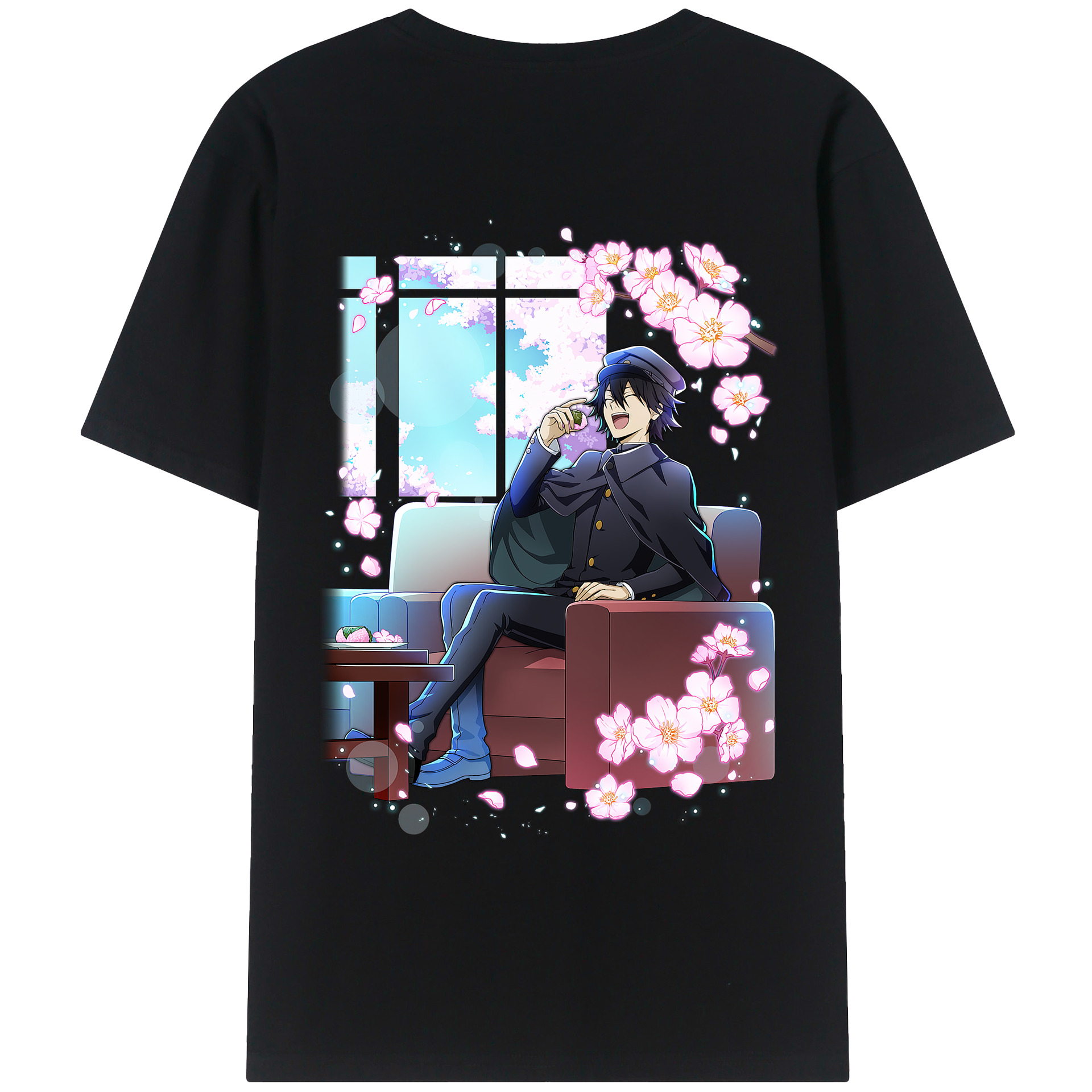 （画像用） 文豪ストレイドッグス Bungo Stray Dogs 綿100％ メンズ半袖Tシャツ（バックプリント） 通気性