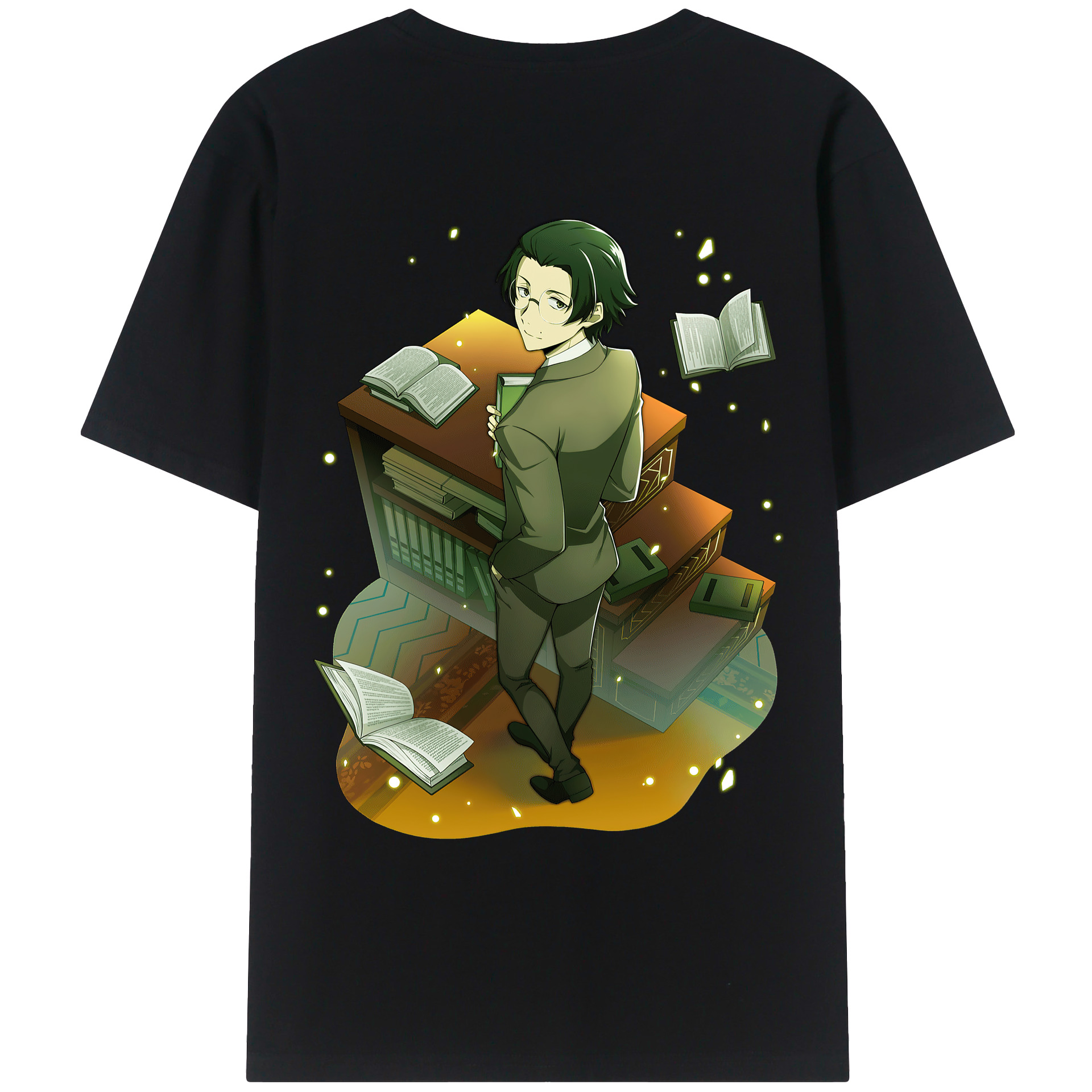 （画像用） 文豪ストレイドッグス Bungo Stray Dogs 綿100％ メンズ半袖Tシャツ（バックプリント） 通気性
