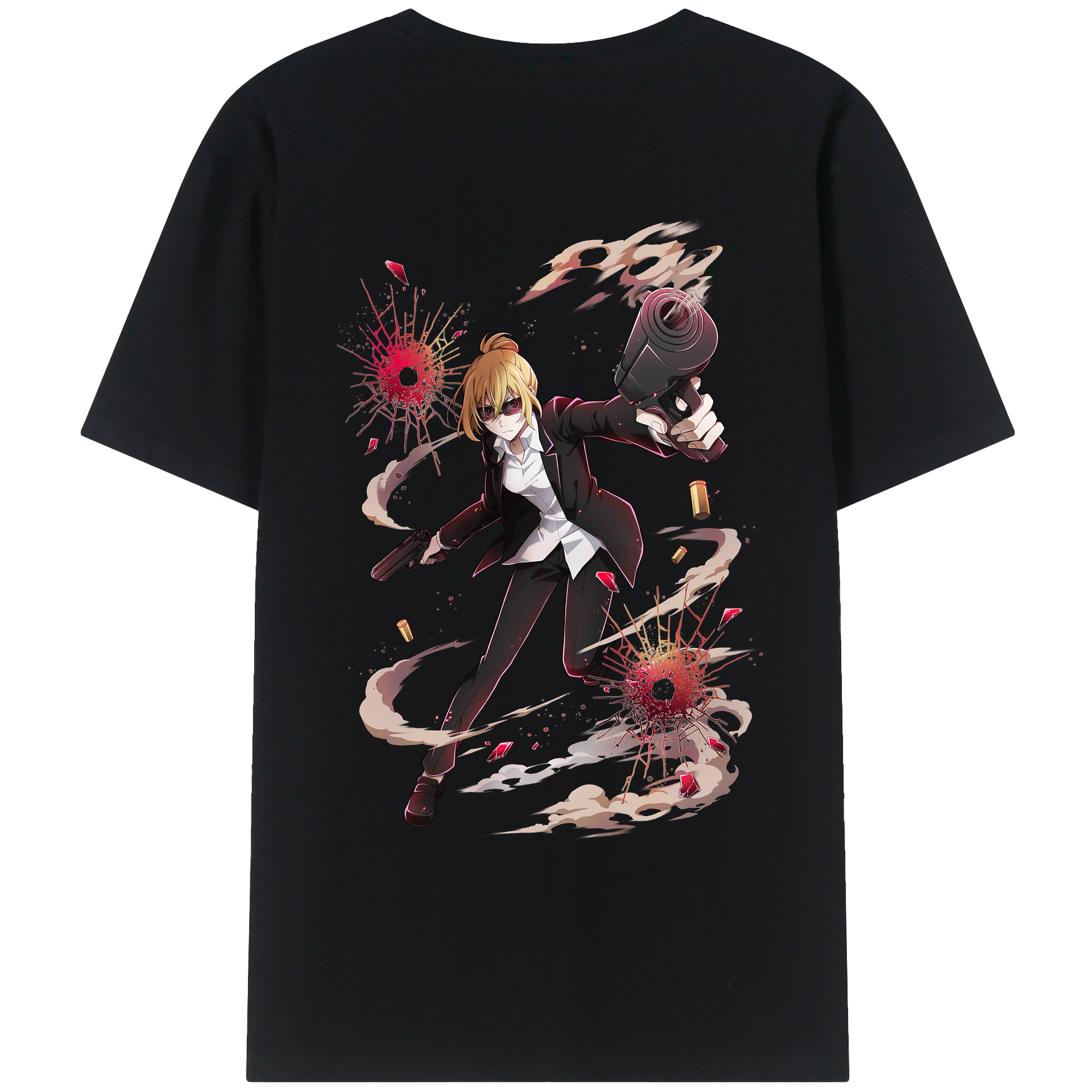 （画像用） 文豪ストレイドッグス Bungo Stray Dogs 綿100％ メンズ半袖Tシャツ（バックプリント） 通気性