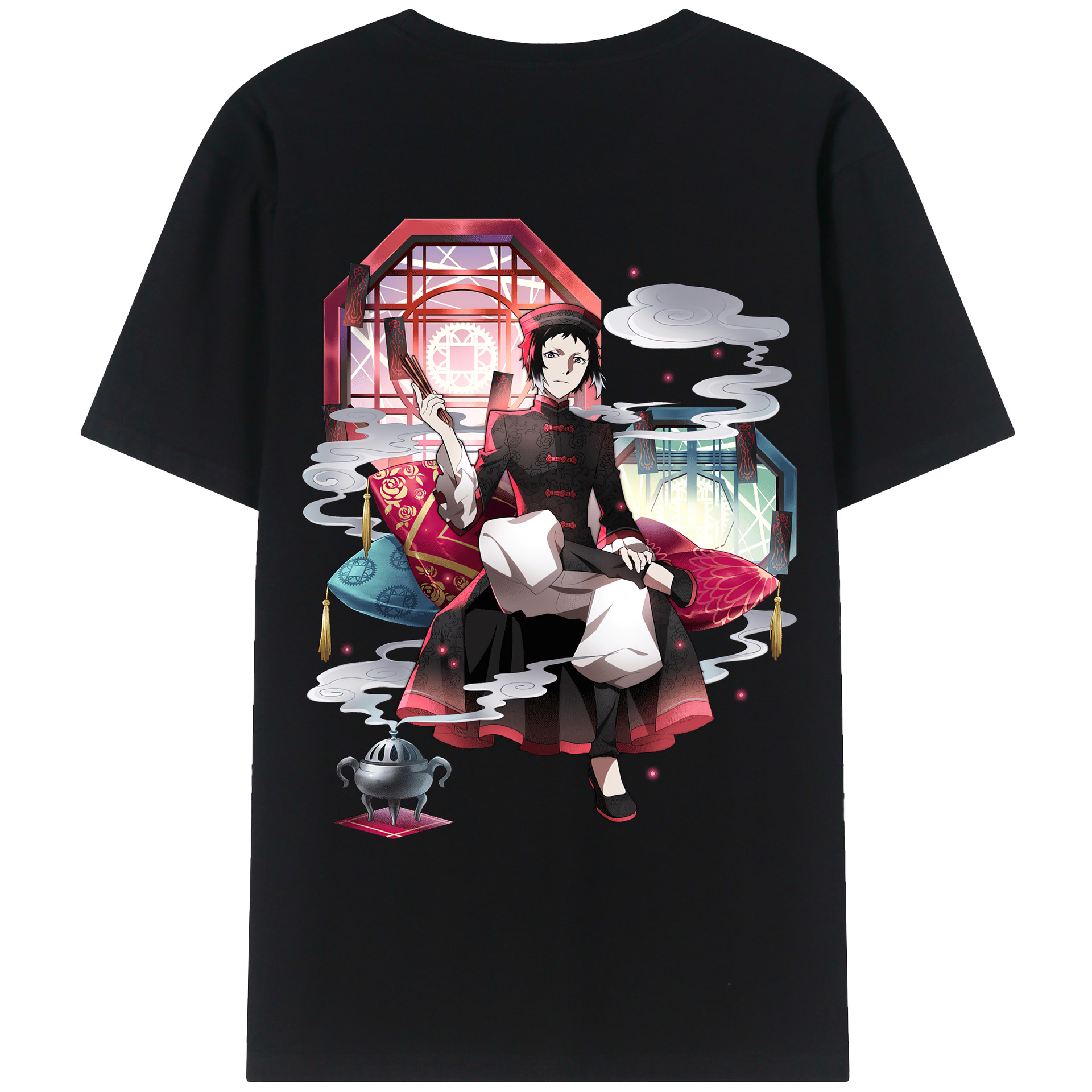 （画像用） 文豪ストレイドッグス Bungo Stray Dogs 綿100％ メンズ半袖Tシャツ（バックプリント） 通気性