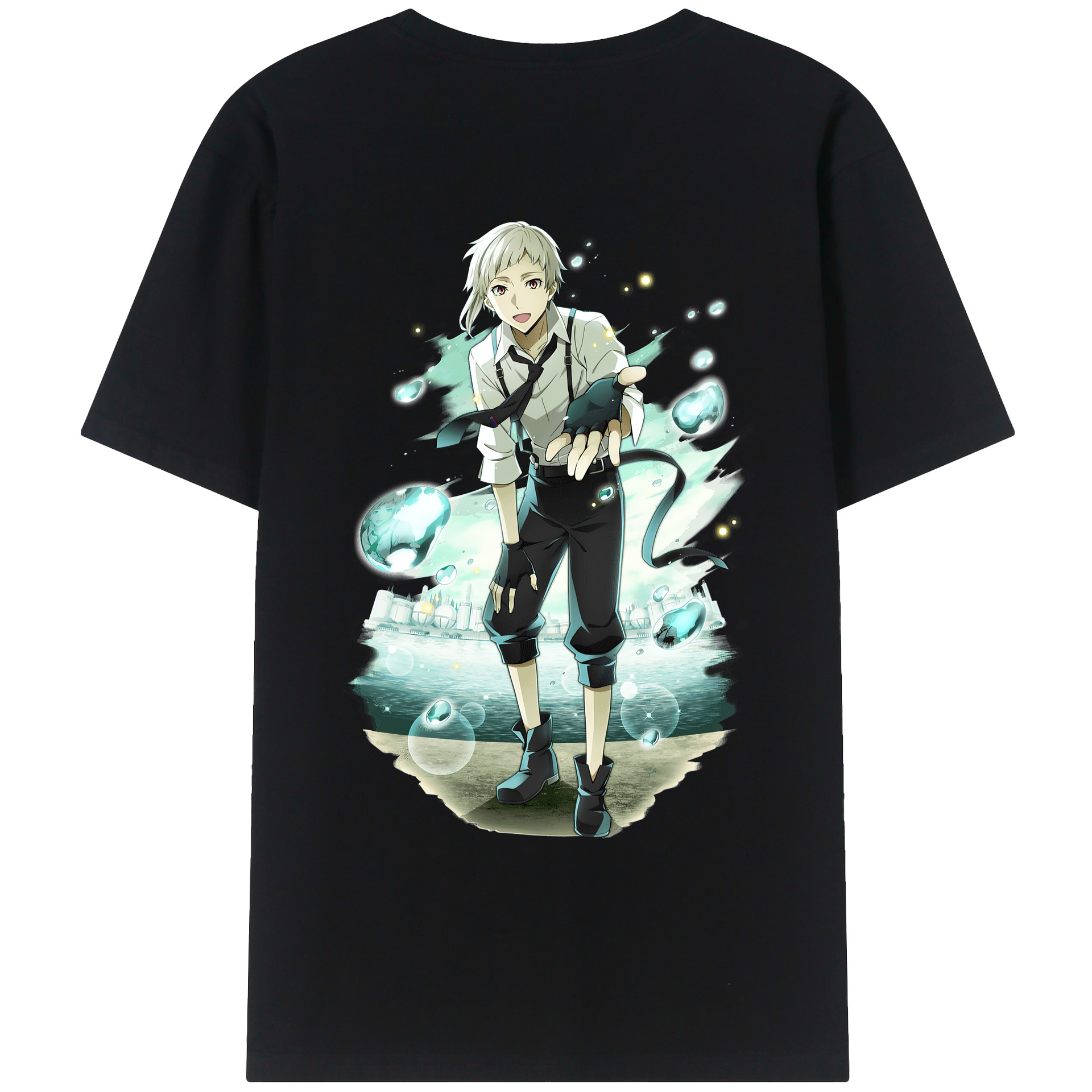 （画像用） 文豪ストレイドッグス Bungo Stray Dogs 綿100％ メンズ半袖Tシャツ（バックプリント） 通気性
