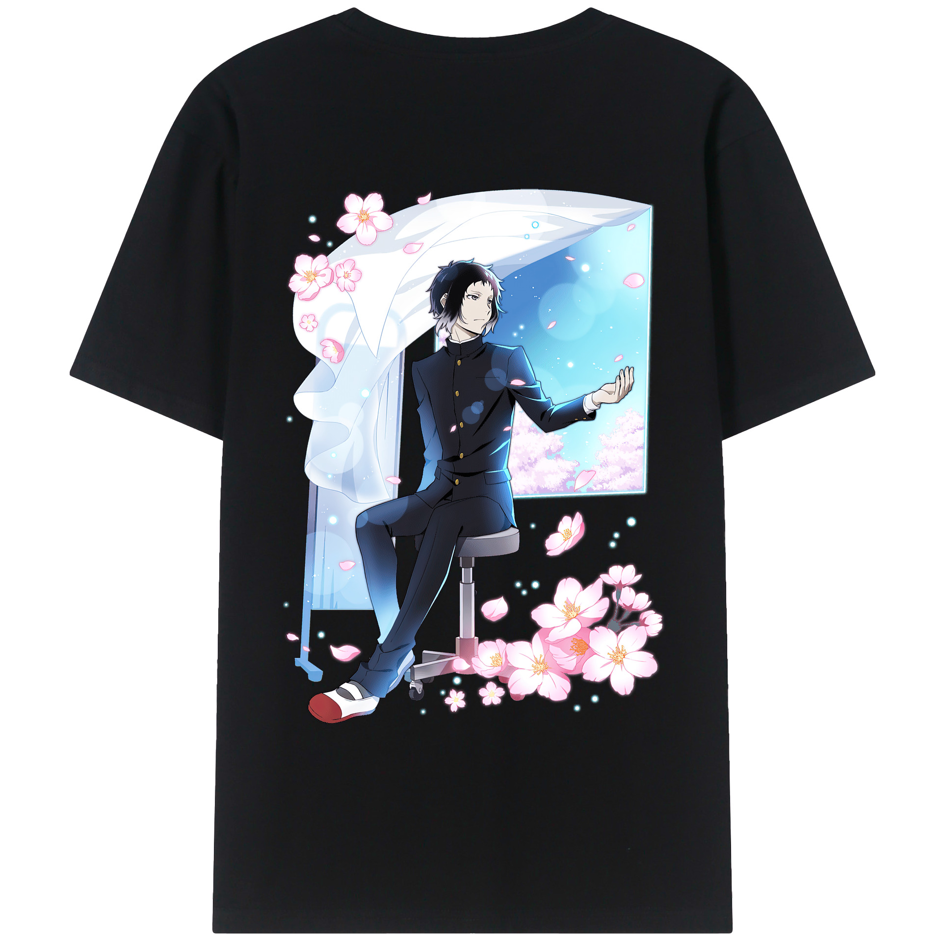 （画像用） 文豪ストレイドッグス Bungo Stray Dogs 綿100％ メンズ半袖Tシャツ（バックプリント） 通気性
